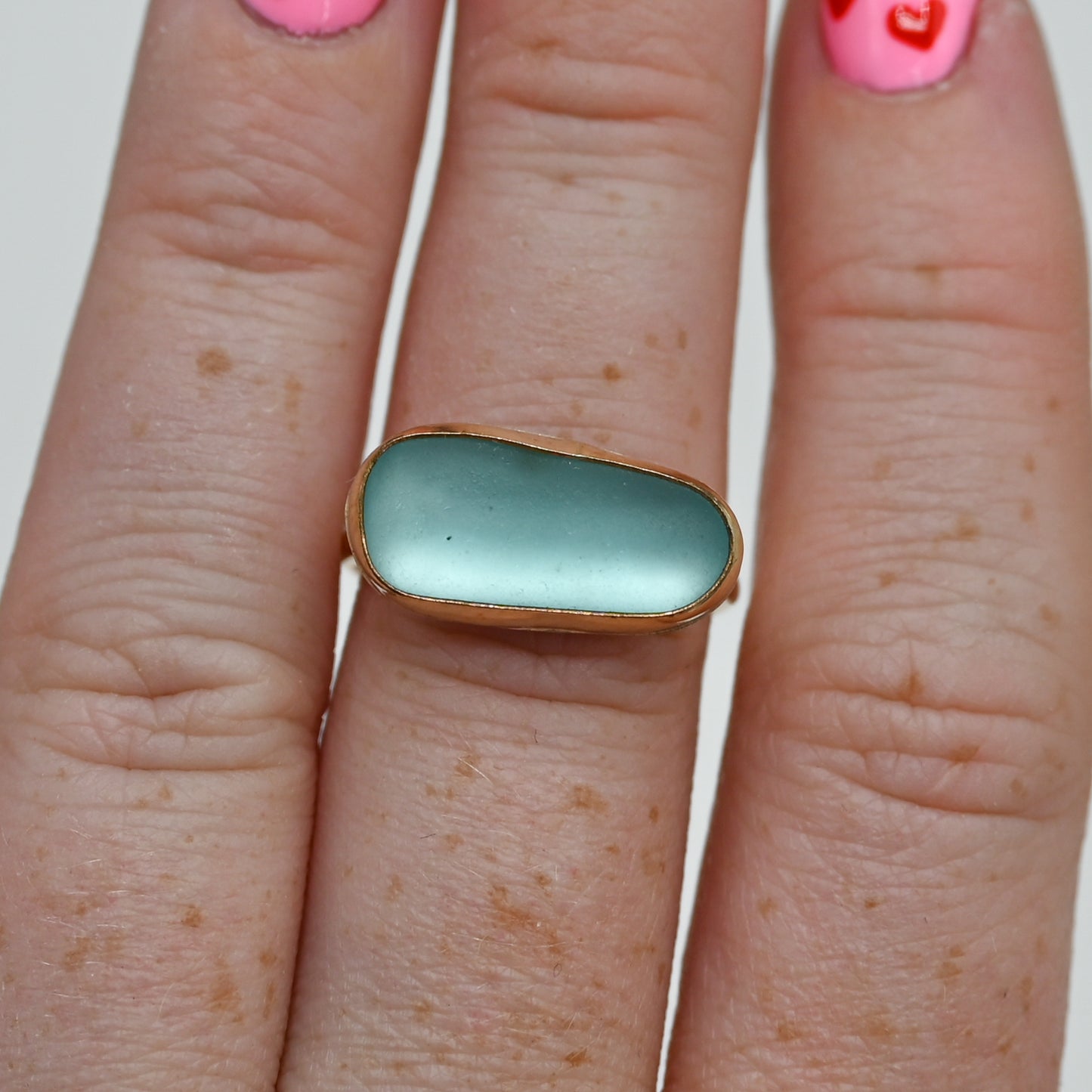 Gold fill xl horizontal aqua sea glass size 7
