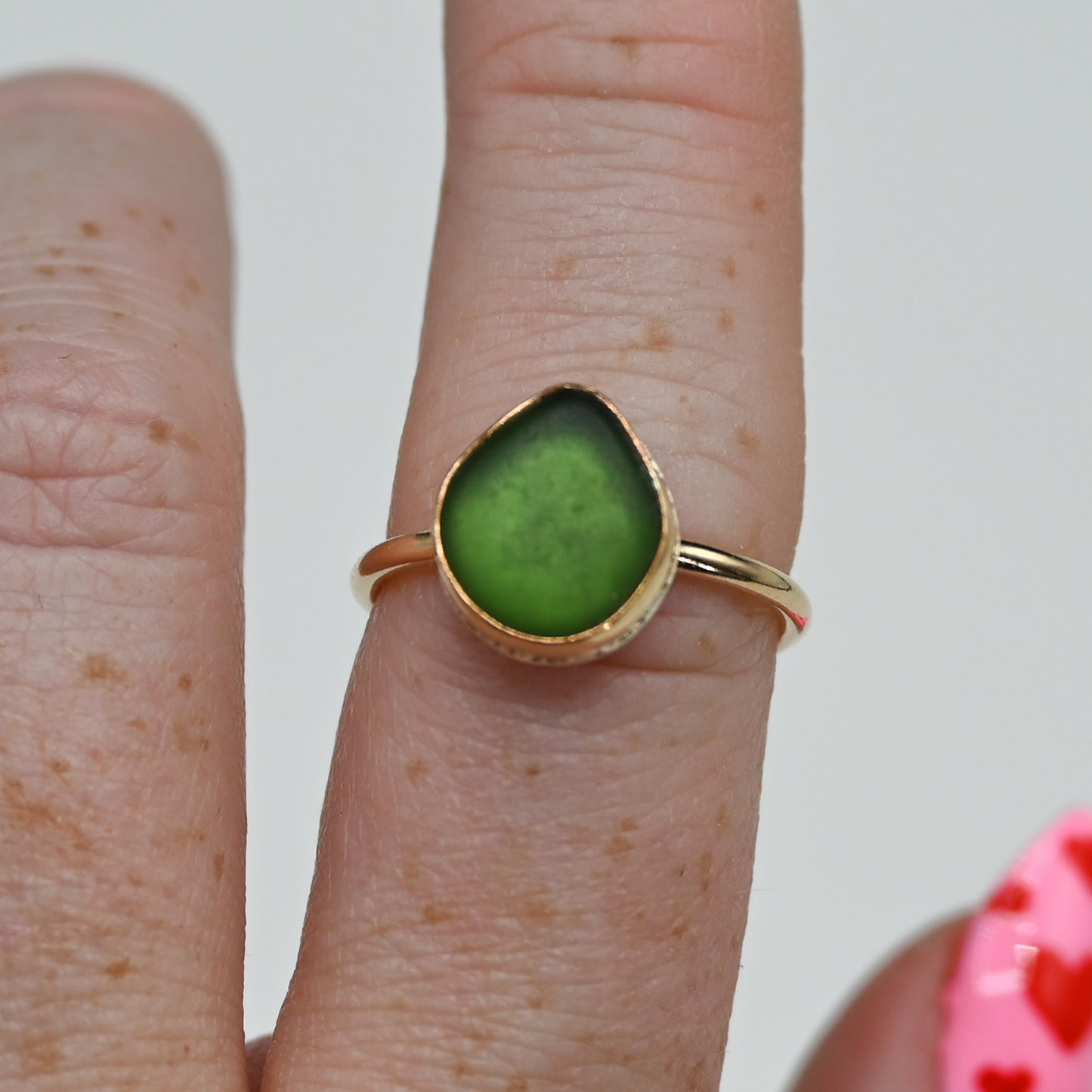 Gold fill olive sea glass size 7.25