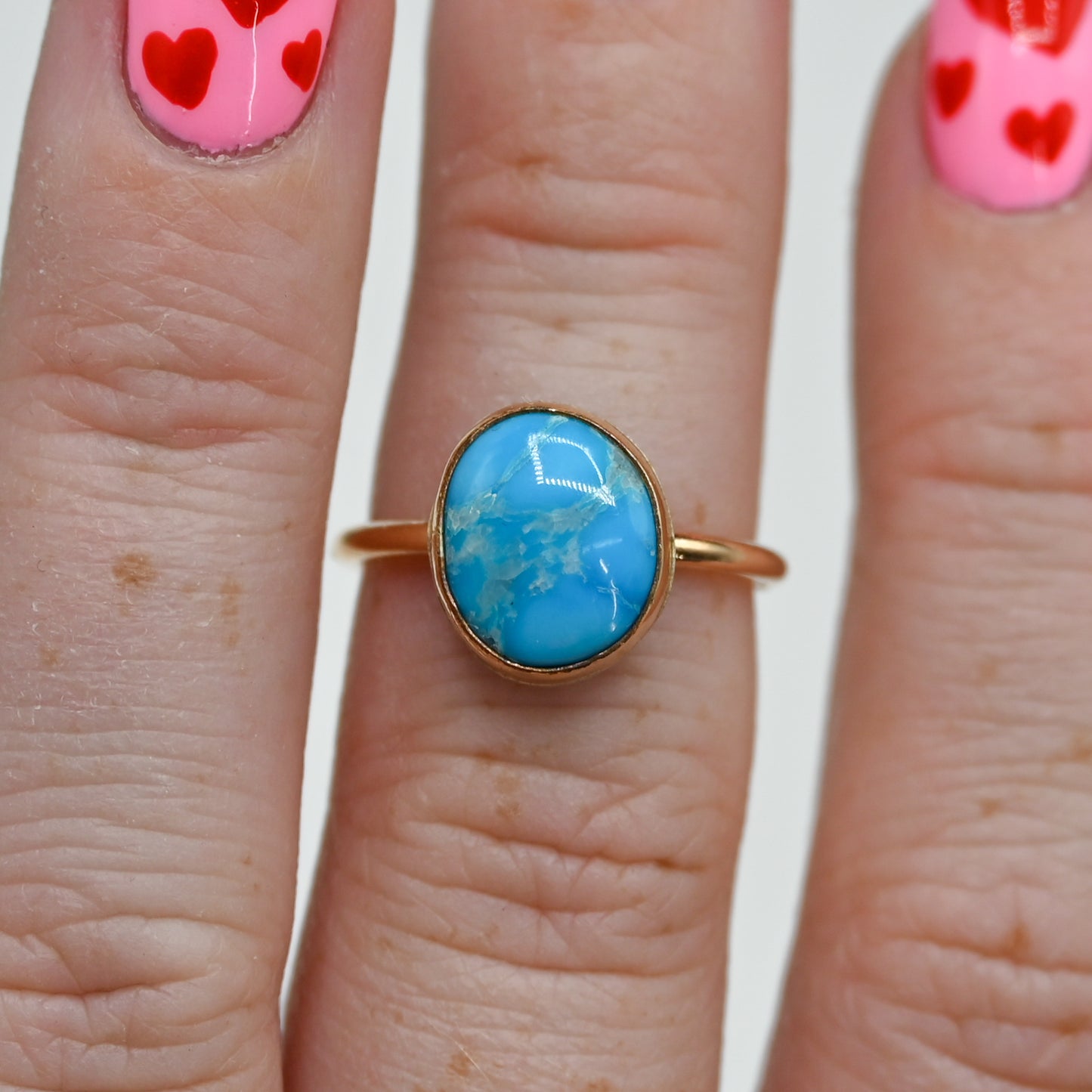 Gold fill blue ridge turquoise size 6