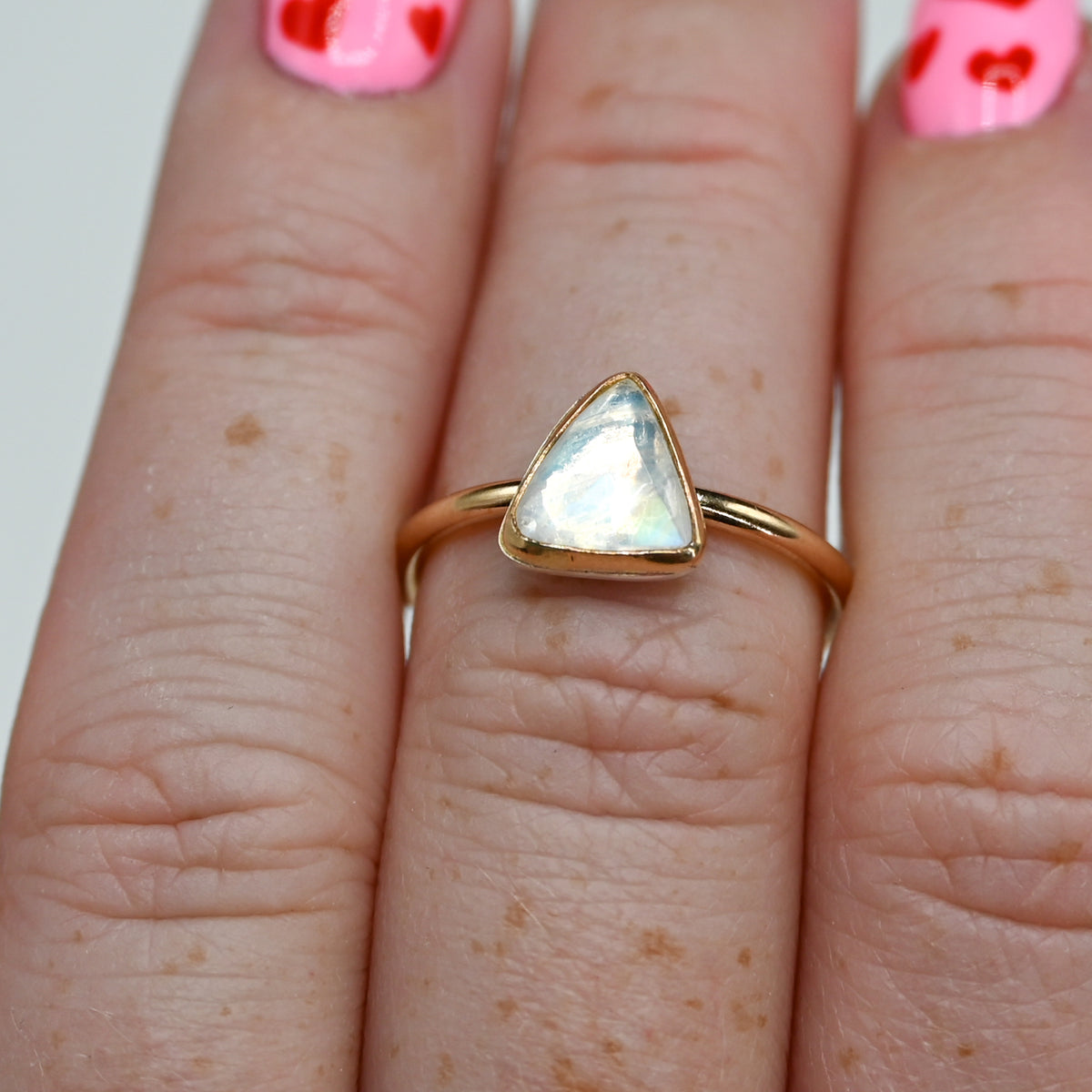 Gold fill rose cut triangle moonstone size 7