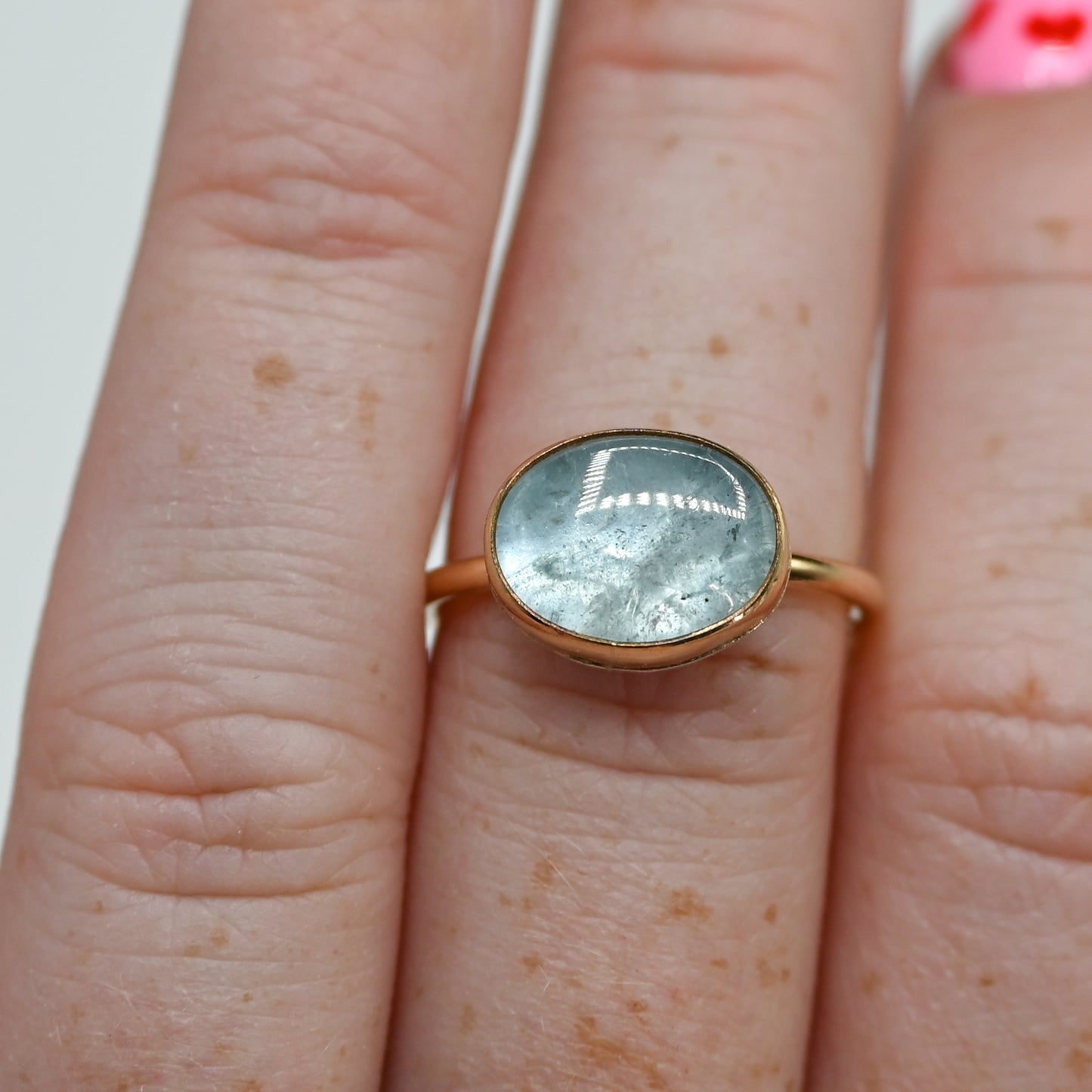 Gold fill horizontal aquamarine size 7