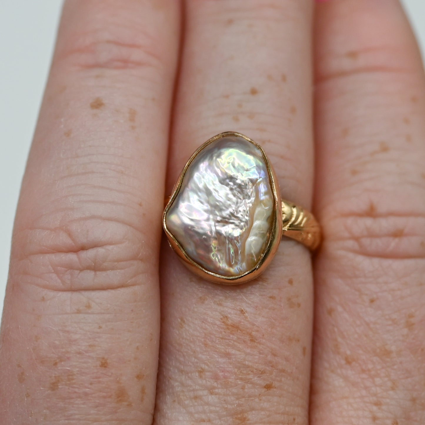 Gold fill xl pink keshi pearl size 8