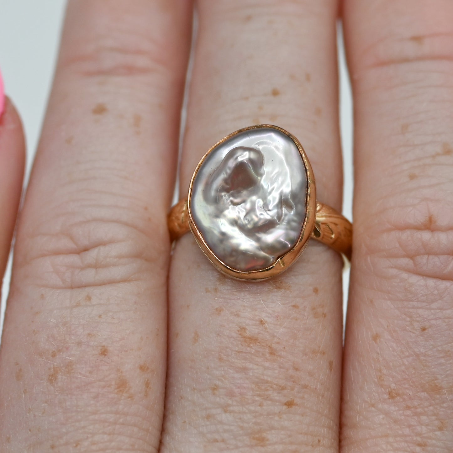 Gold fill xl pink keshi pearl size 8
