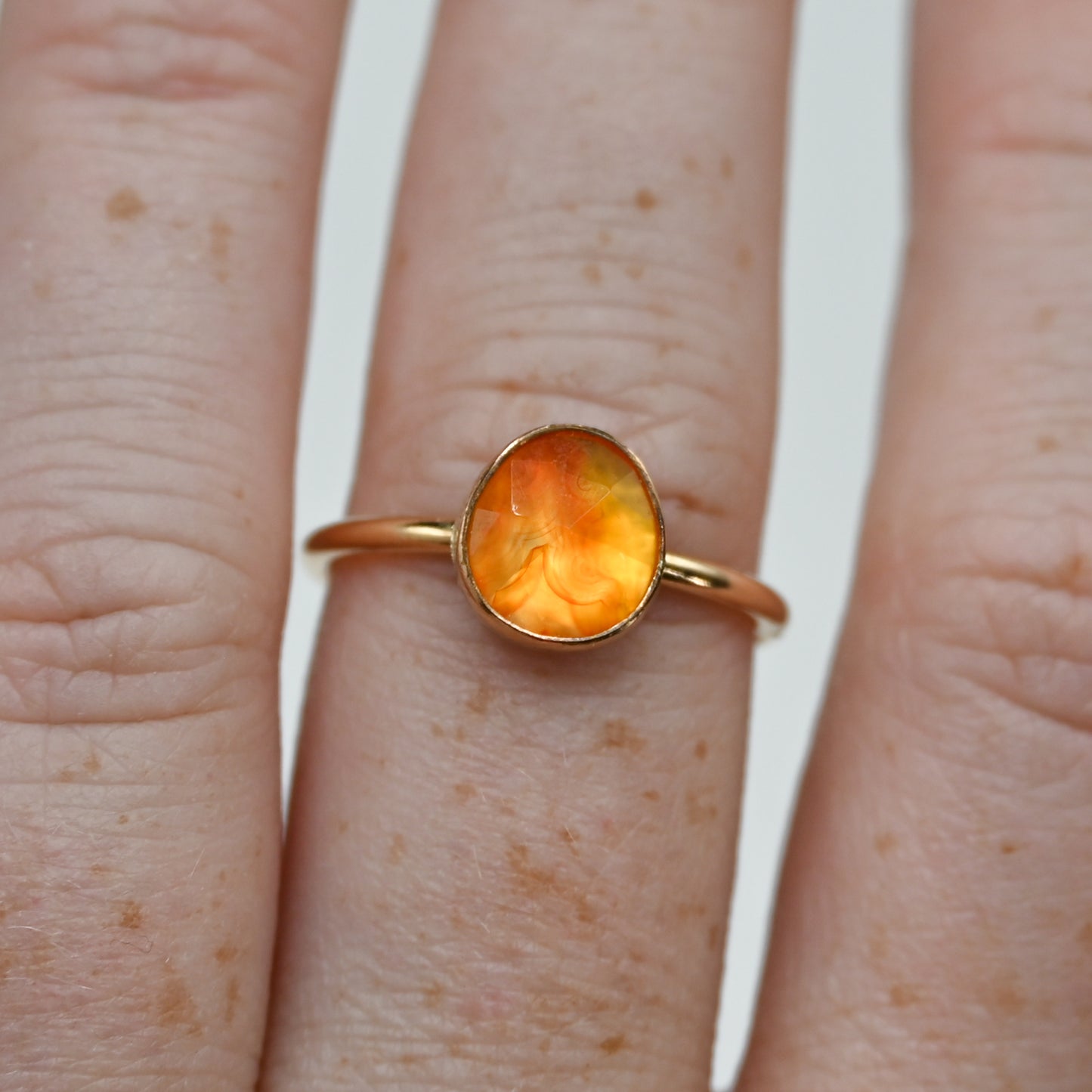 Gold fill rose cut carnelian size 8