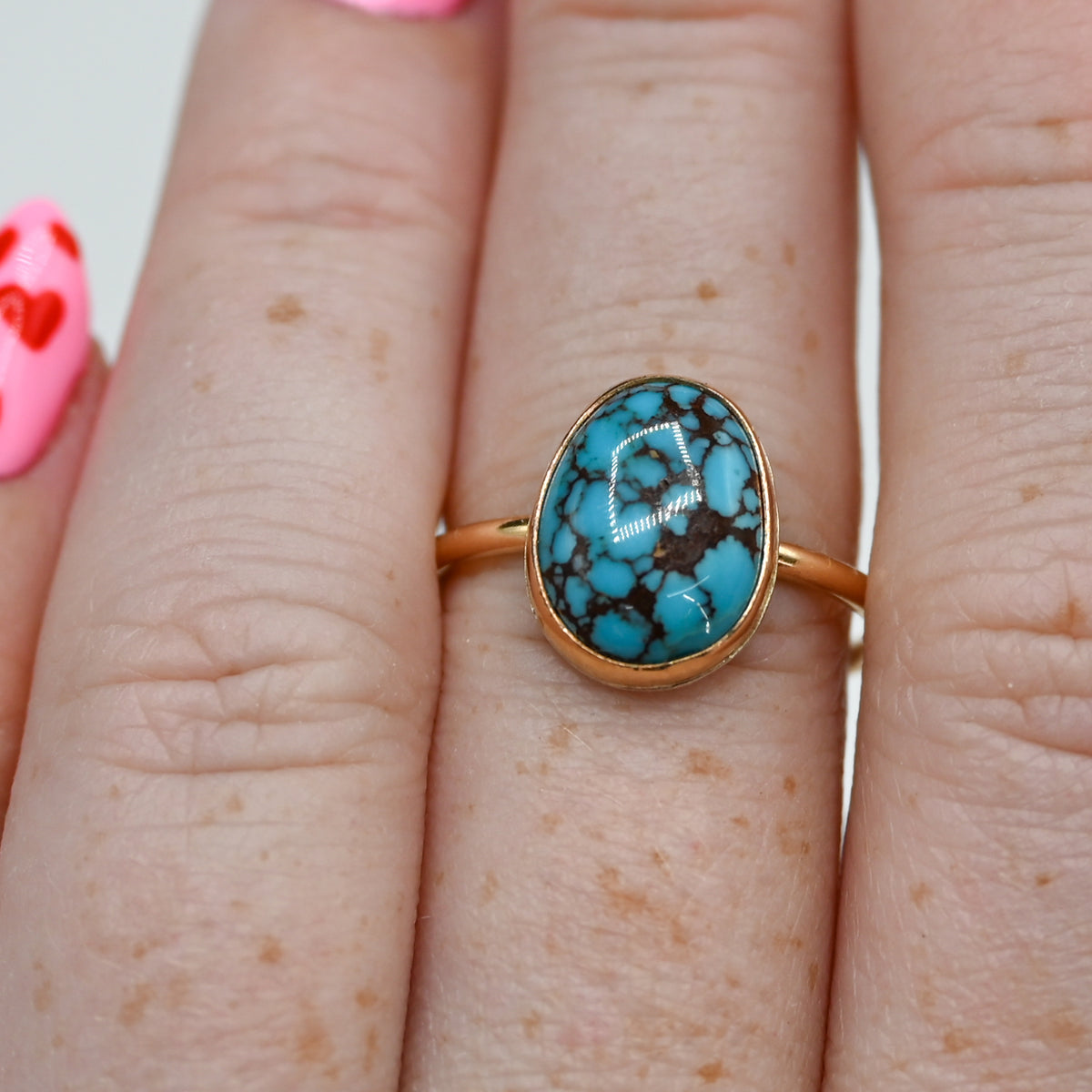 Gold fill Egpytian prince turquoise size 8