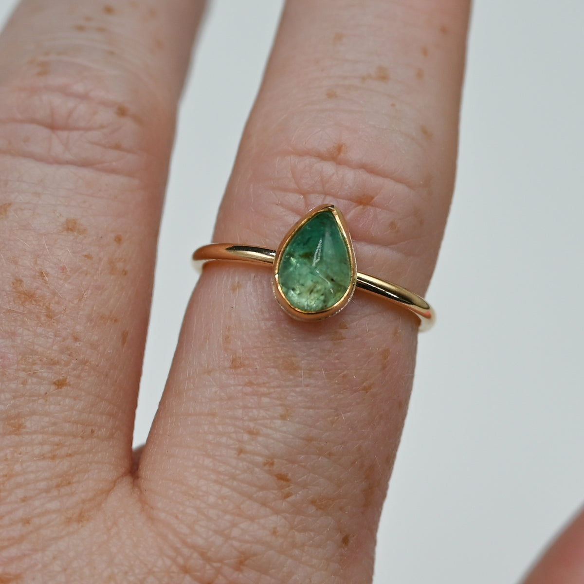 Gold fill pear emerald size 8
