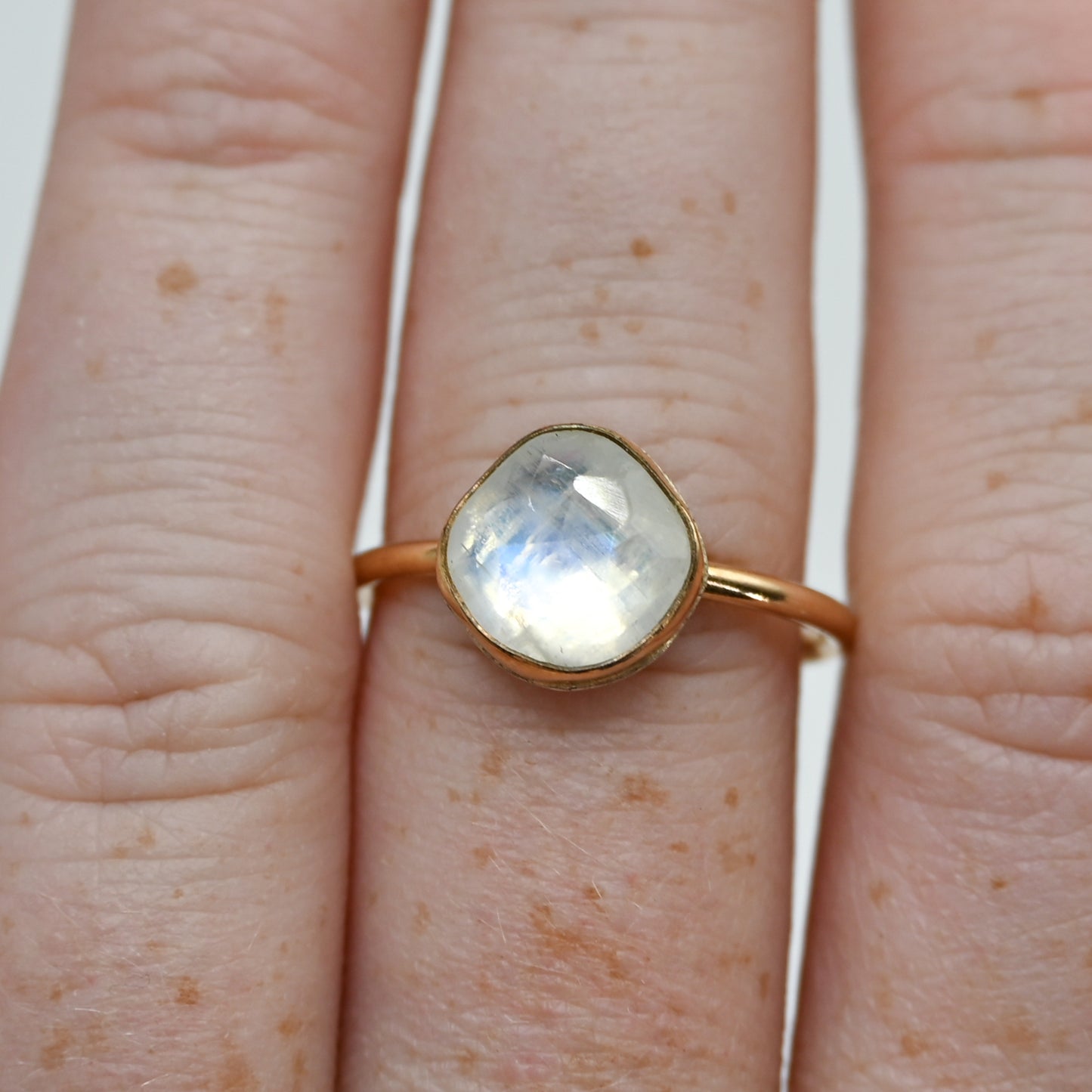 Gold fill rose cut moonstone size 8.5