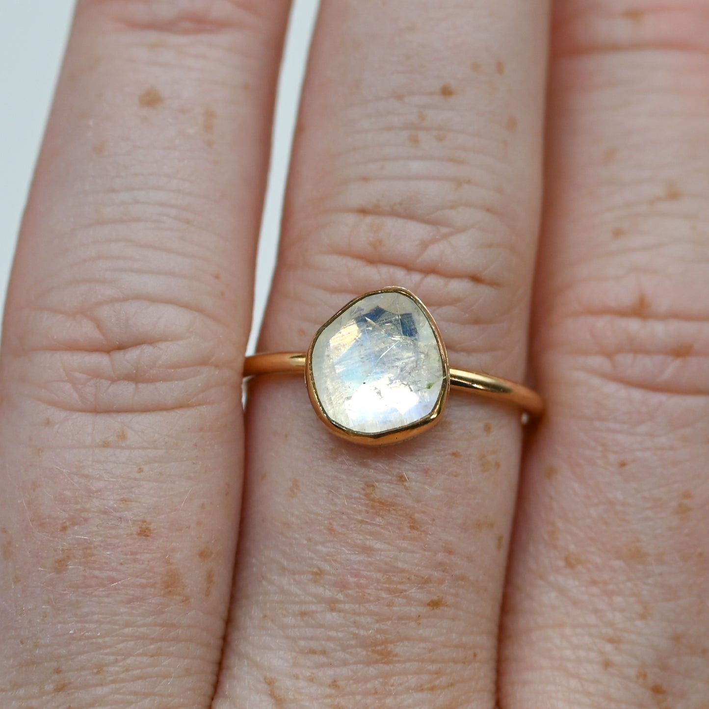 Gold fill rose cut moonstone size 8.75