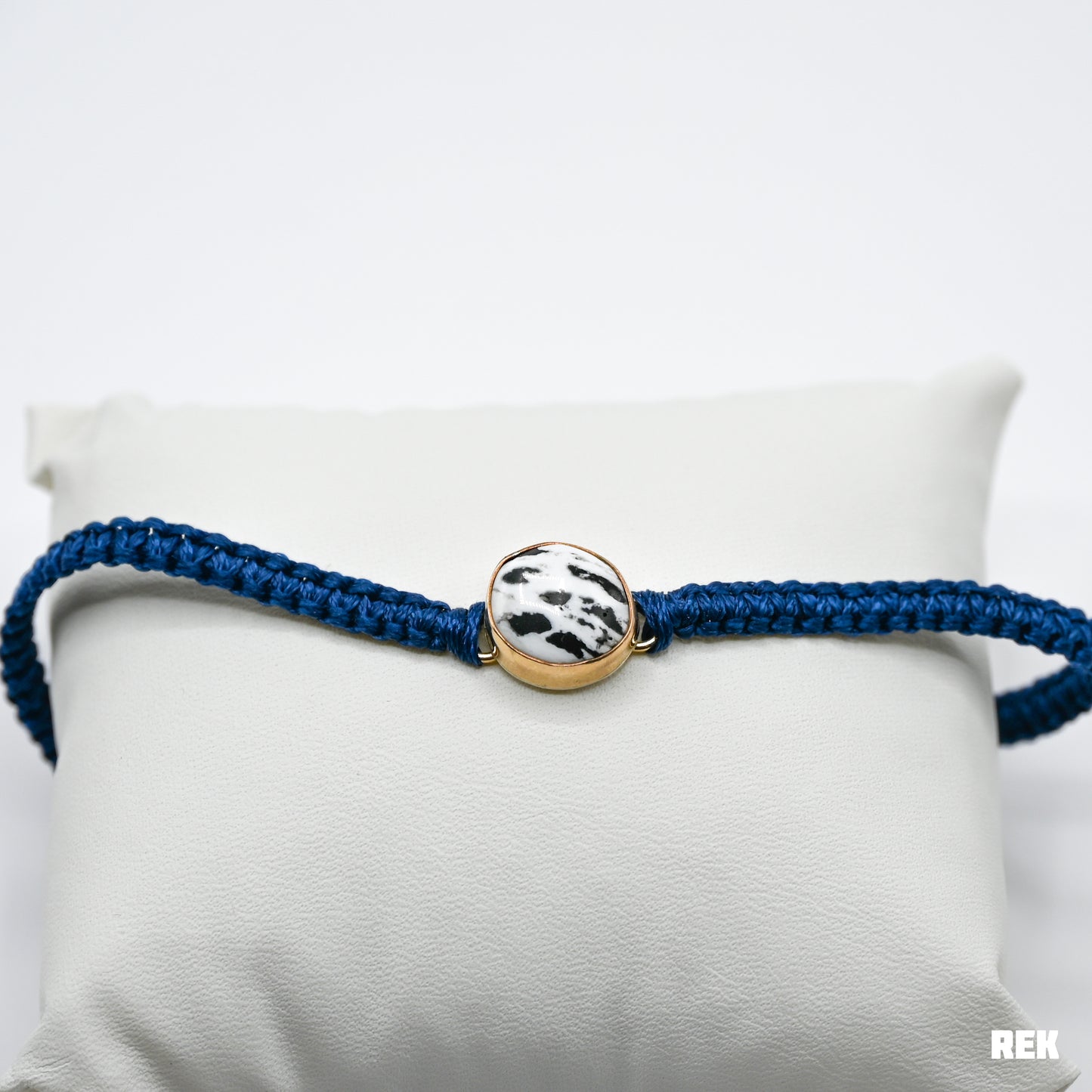 Gold fill white buffalo macrame bracelet