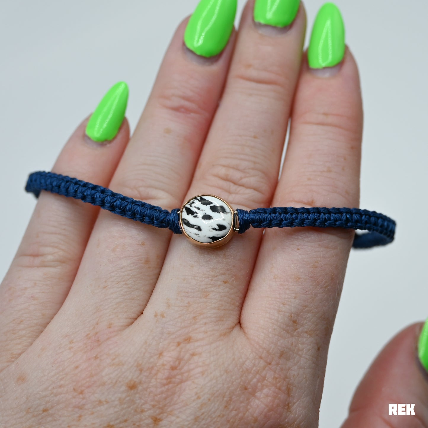 Gold fill white buffalo macrame bracelet