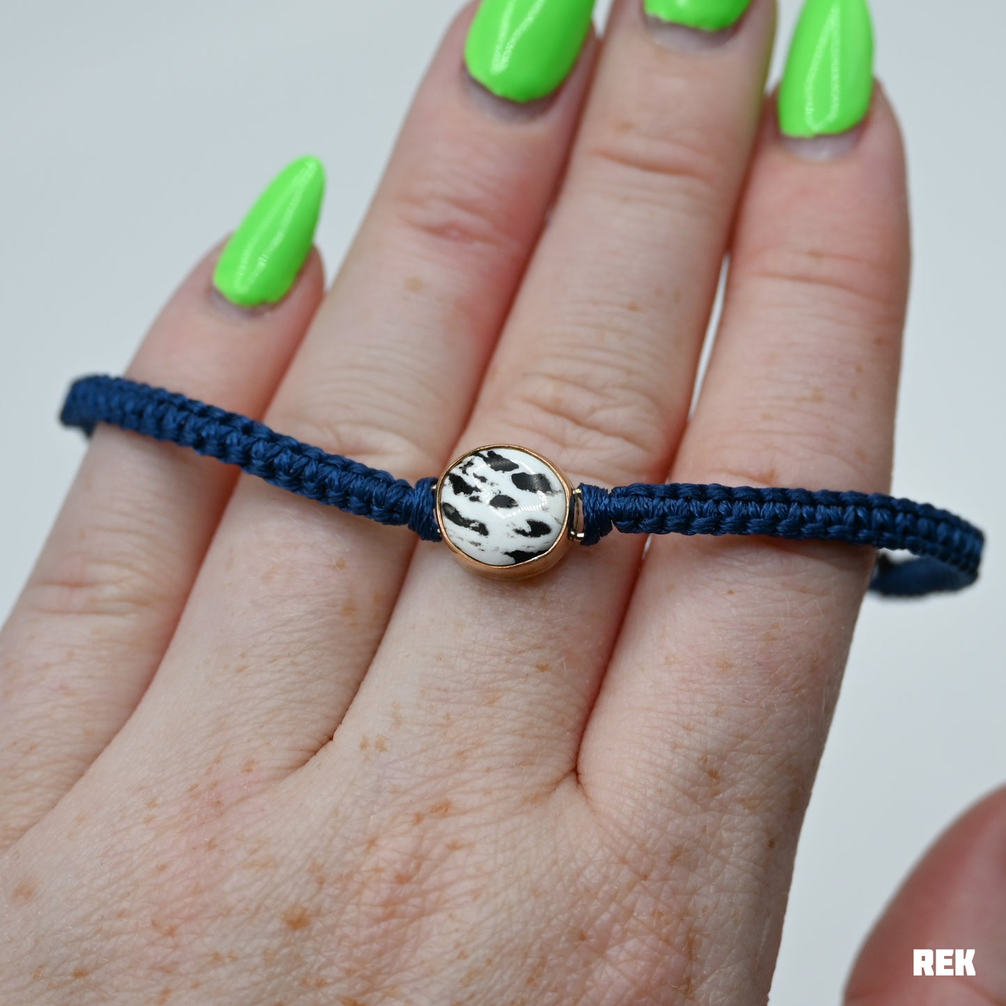 Gold fill white buffalo macrame bracelet