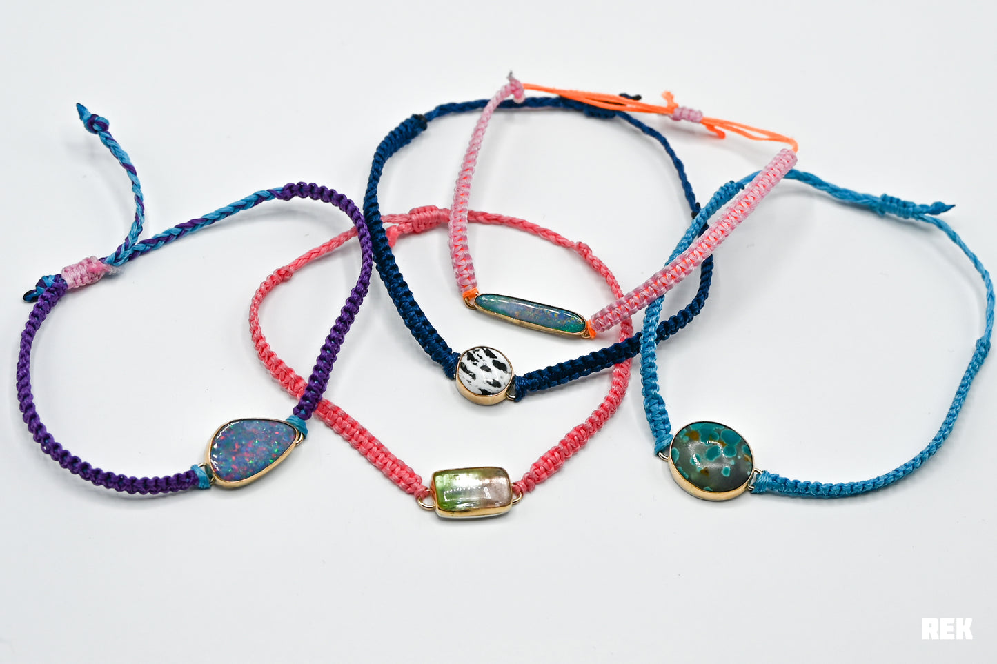 Gold fill white buffalo macrame bracelet