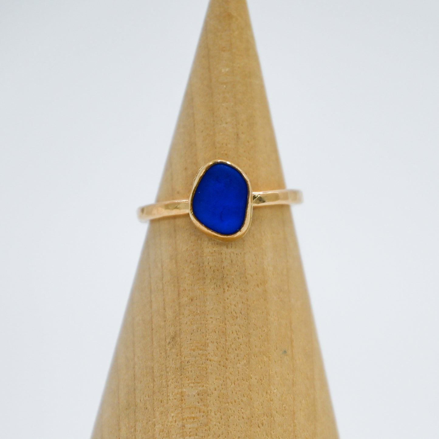 Gold fill cobalt sea glass size 4