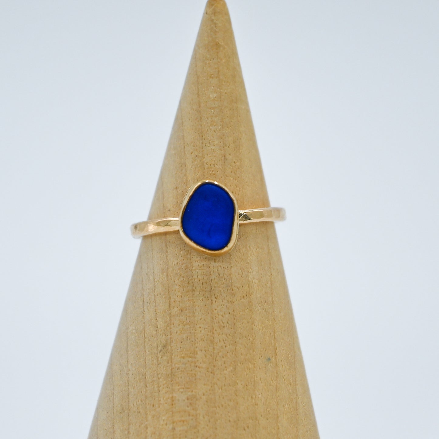 Gold fill cobalt sea glass size 4