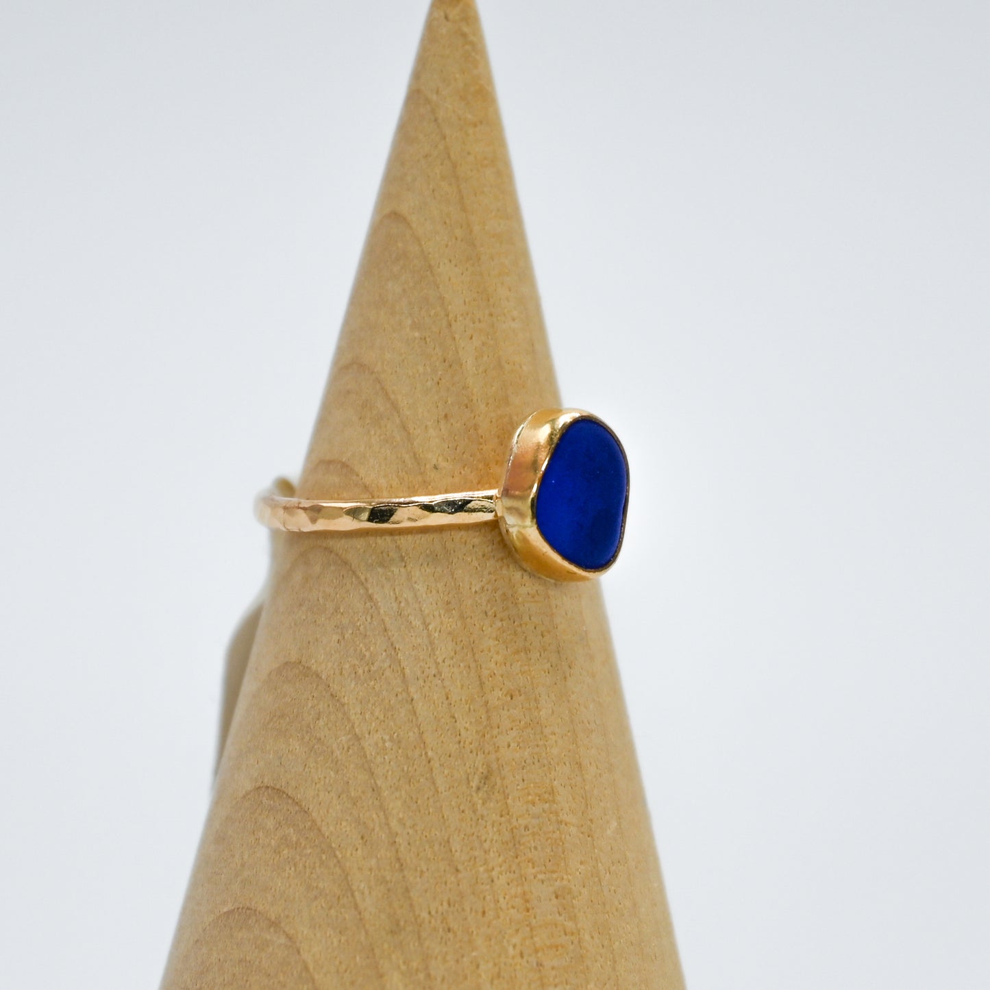 Gold fill cobalt sea glass size 4