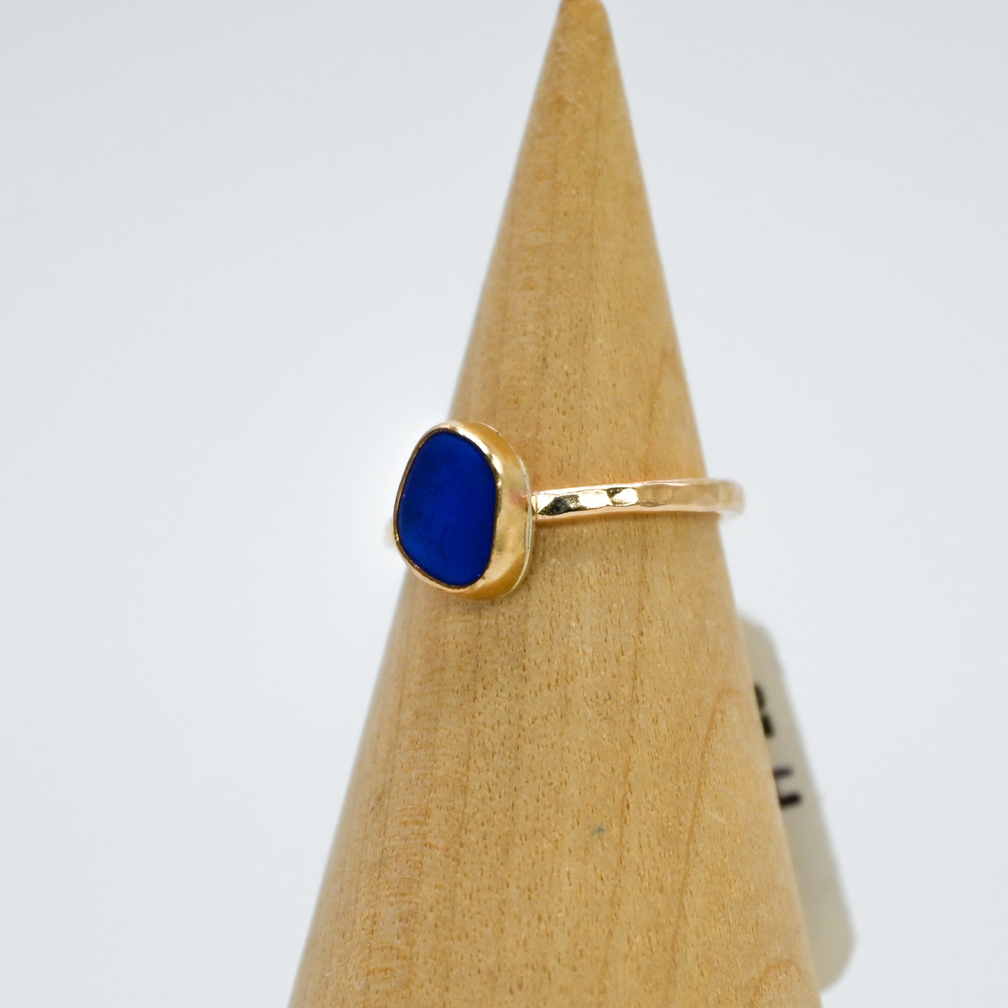 Gold fill cobalt sea glass size 4