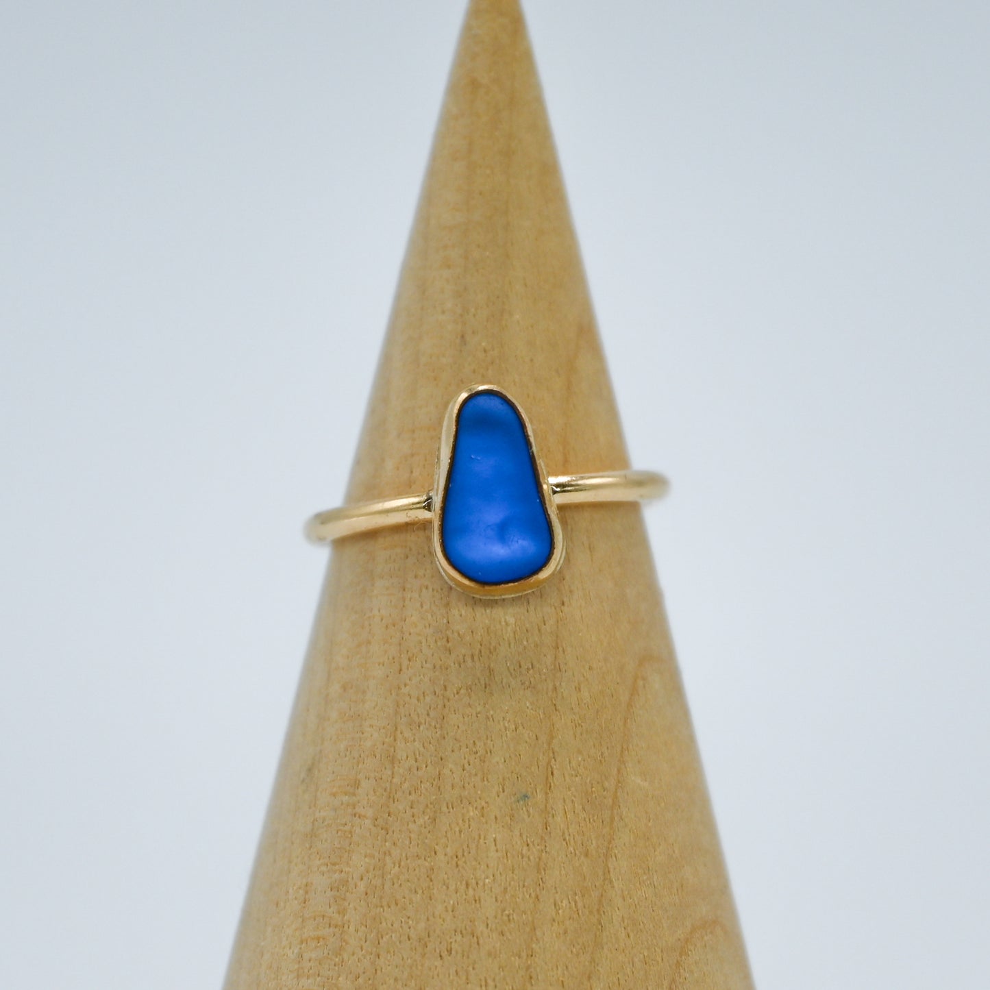 Gold fill cornflower sea glass size 4.5