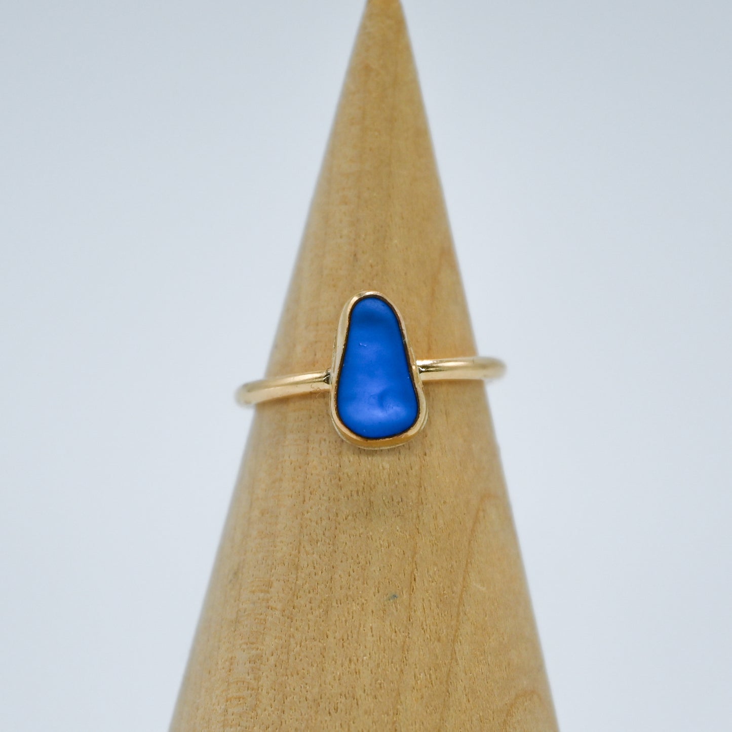 Gold fill cornflower sea glass size 4.5
