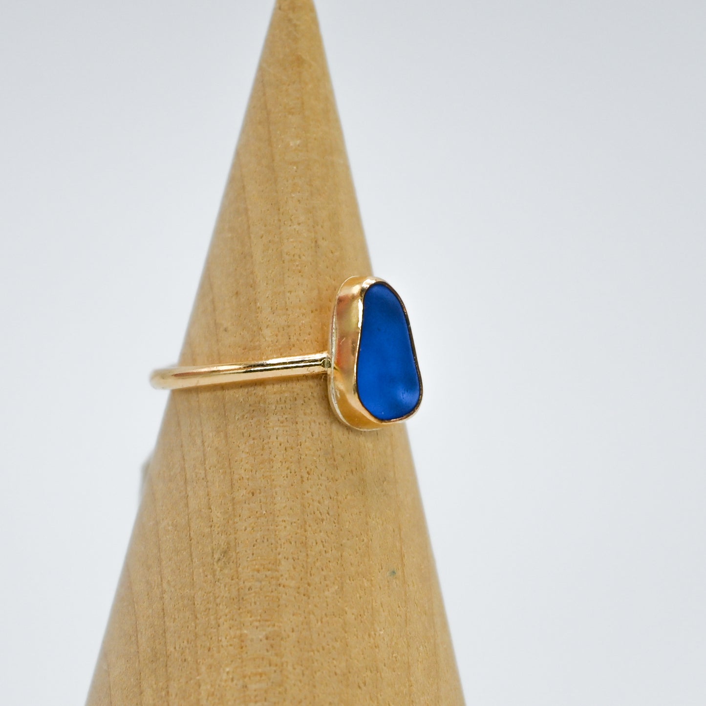 Gold fill cornflower sea glass size 4.5