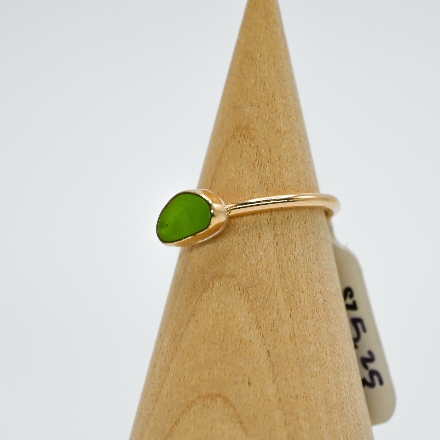 Gold fill lime green sea glass size 5.25