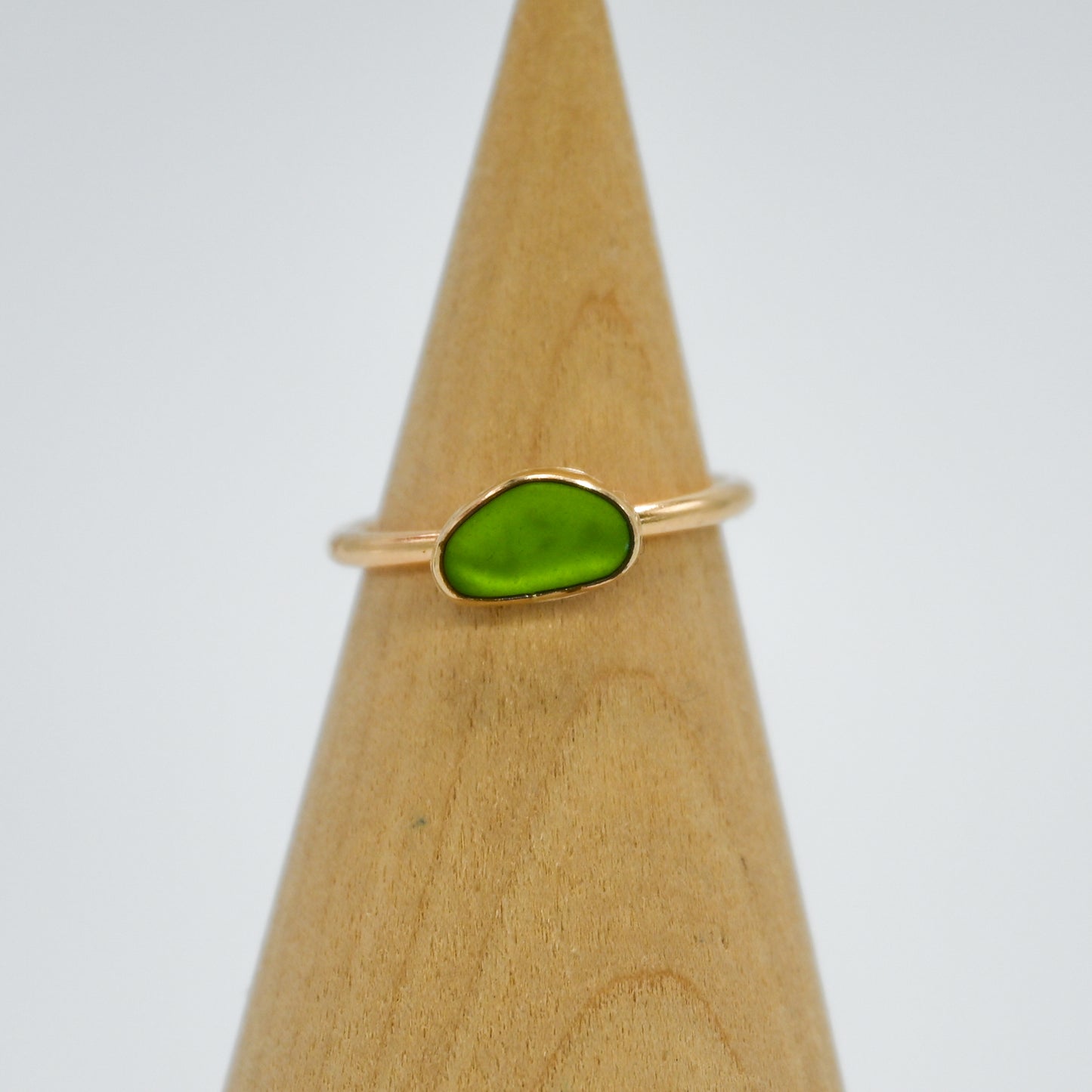 Gold fill lime green sea glass size 5.25