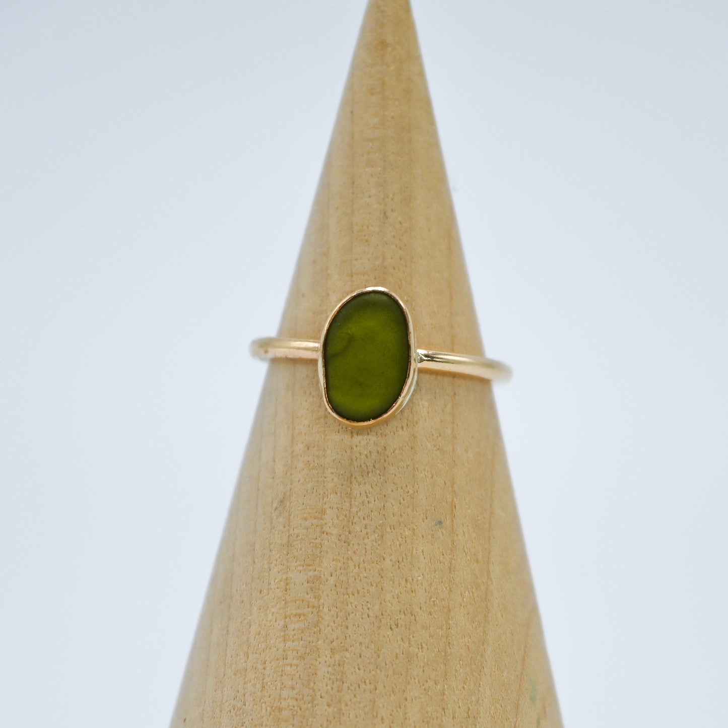 Gold fill olive sea glass size 5.75