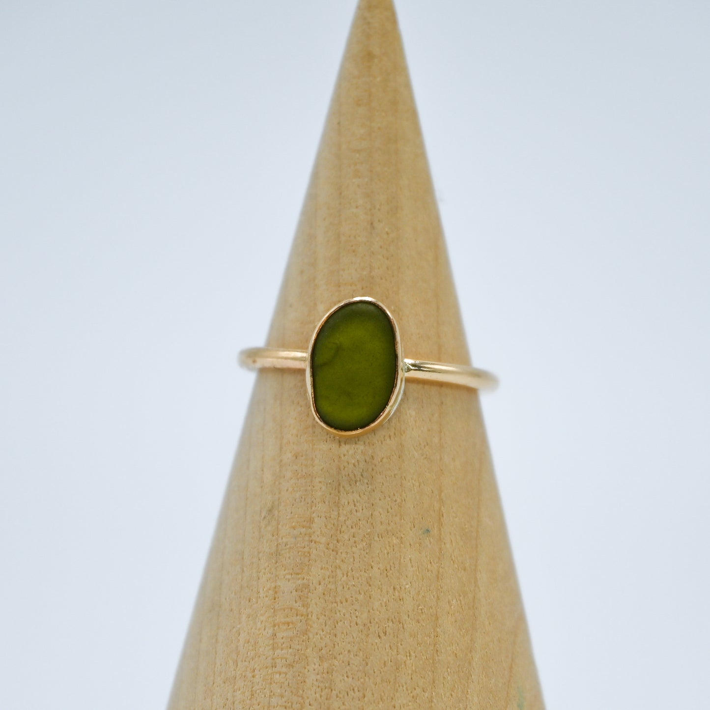 Gold fill olive sea glass size 5.75