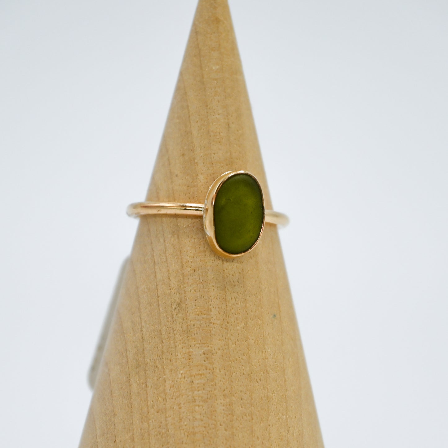 Gold fill olive sea glass size 5.75