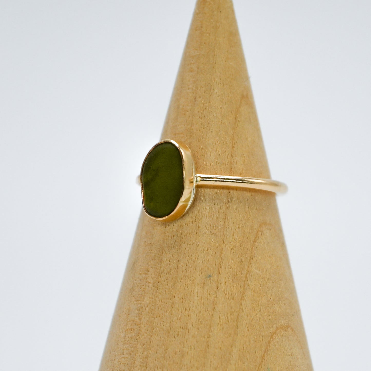 Gold fill olive sea glass size 5.75