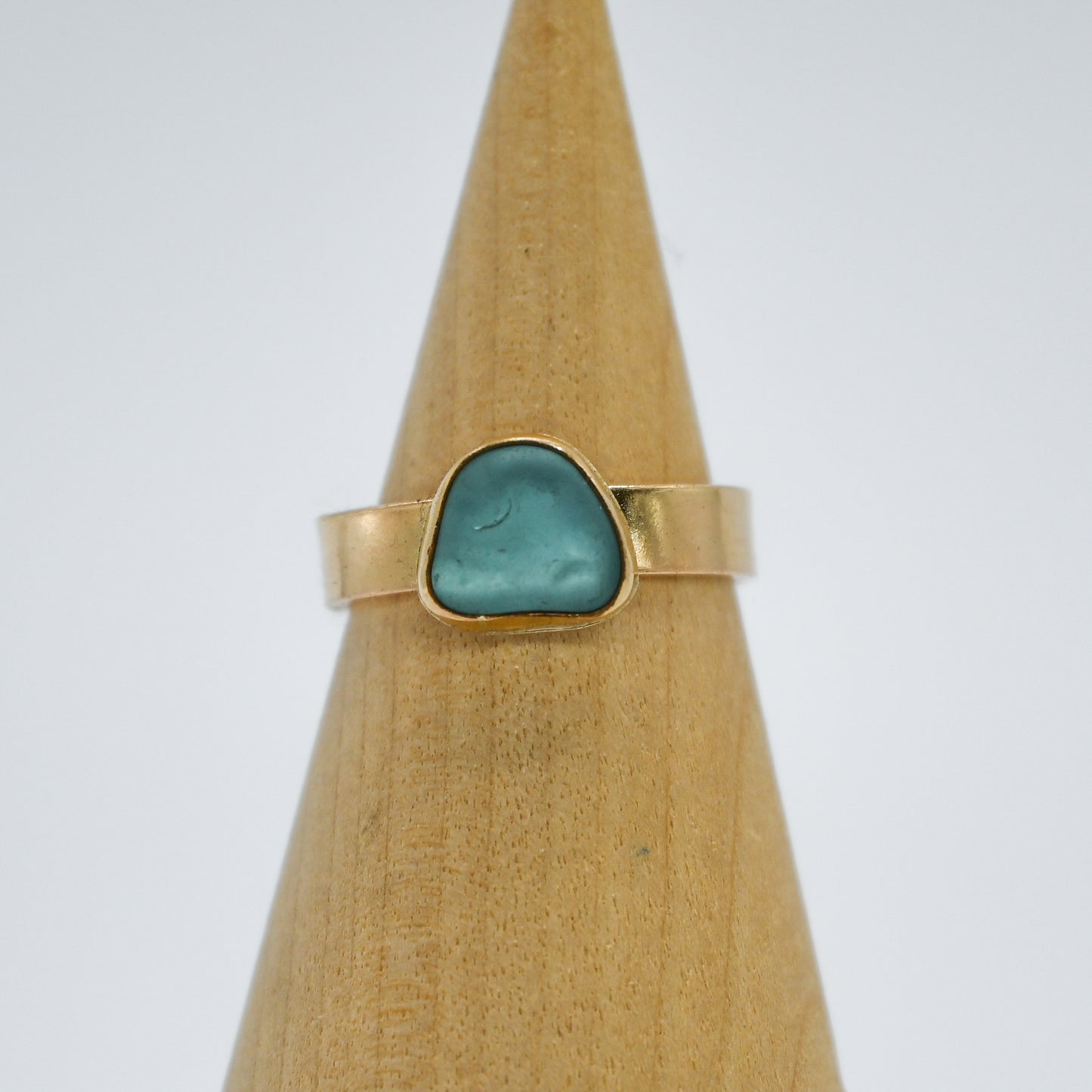 Gold fill aqua sea glass size 6