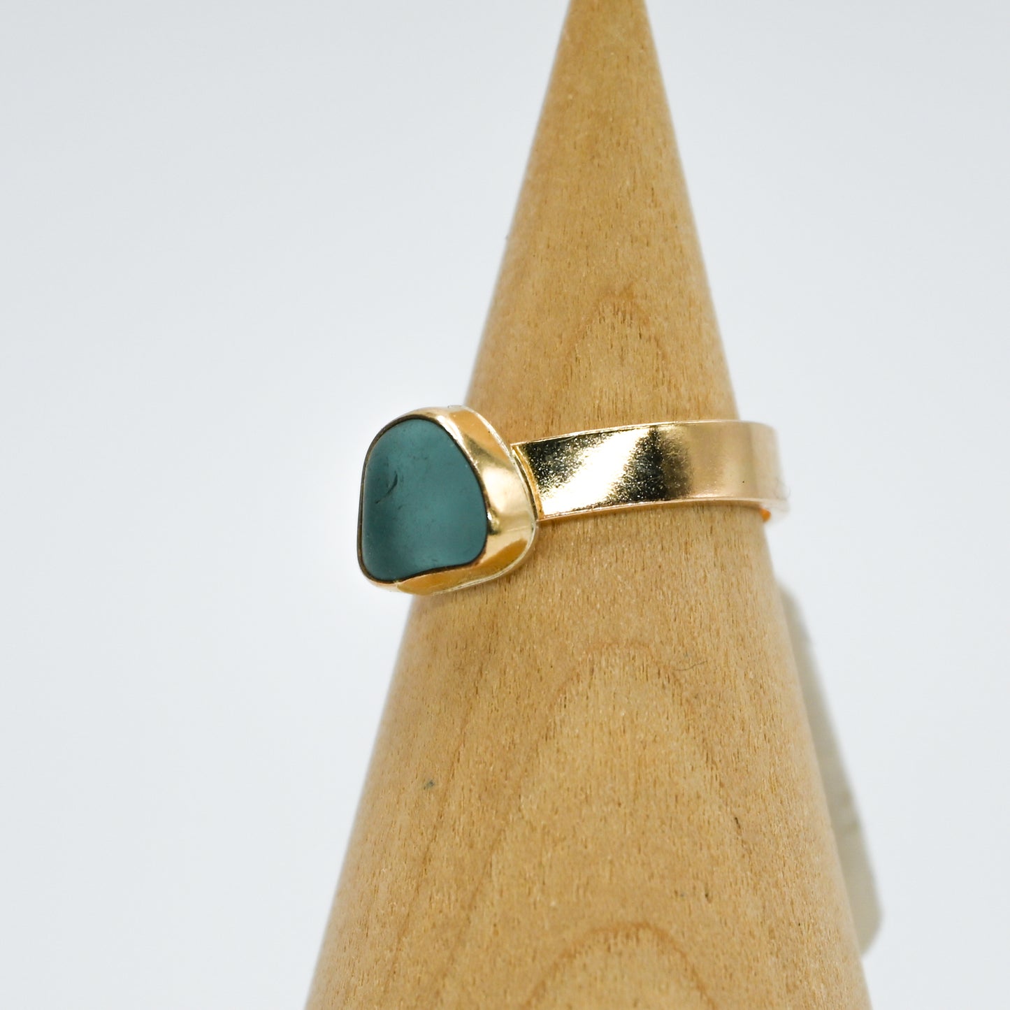Gold fill aqua sea glass size 6