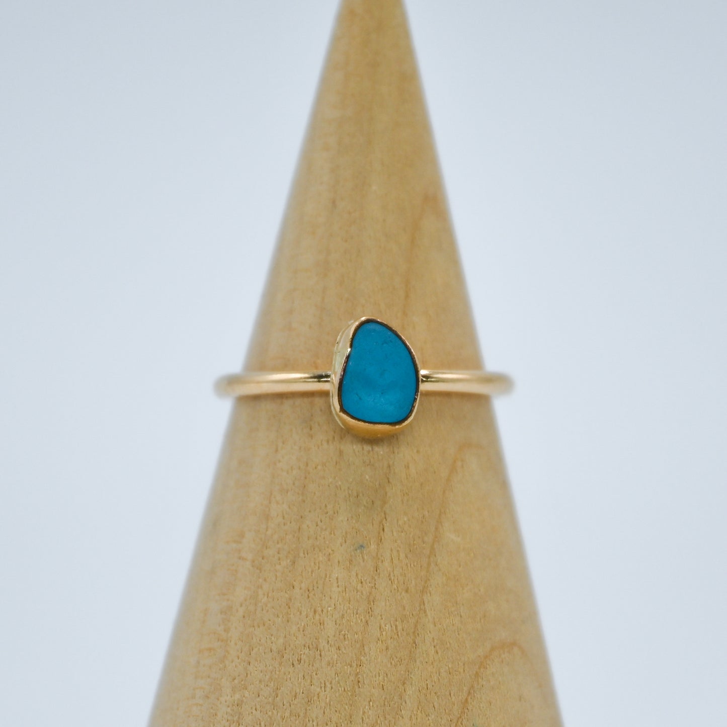 Gold fill turquoise sea glass size 6.5