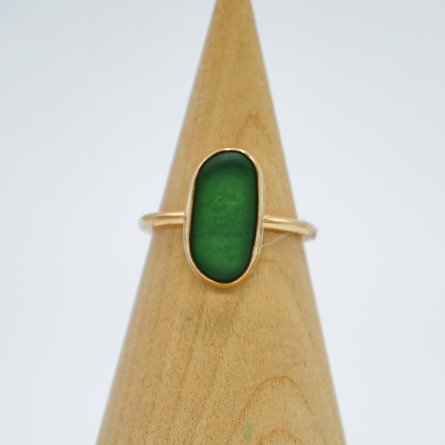 Gold fill green sea glass size 6.75