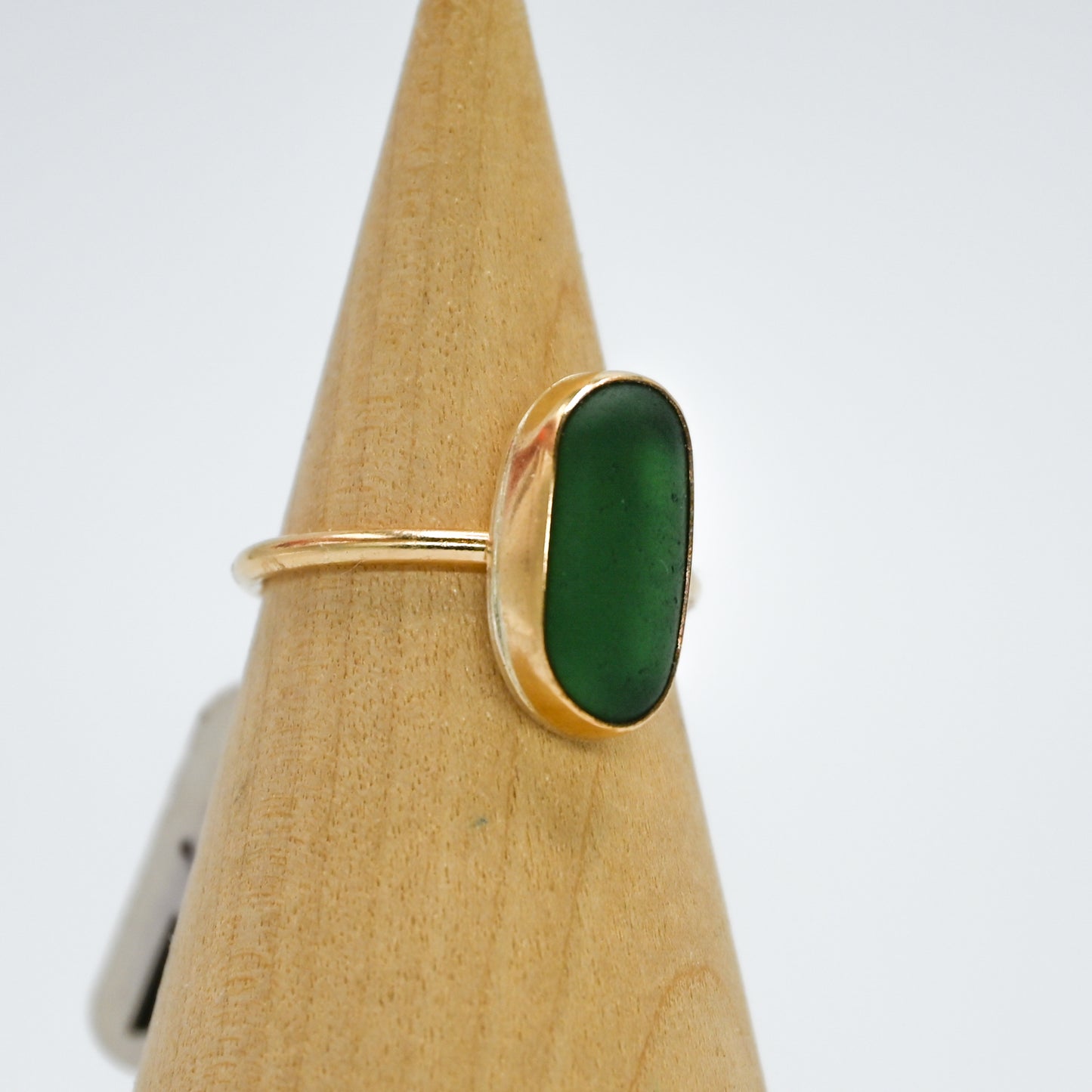 Gold fill green sea glass size 6.75