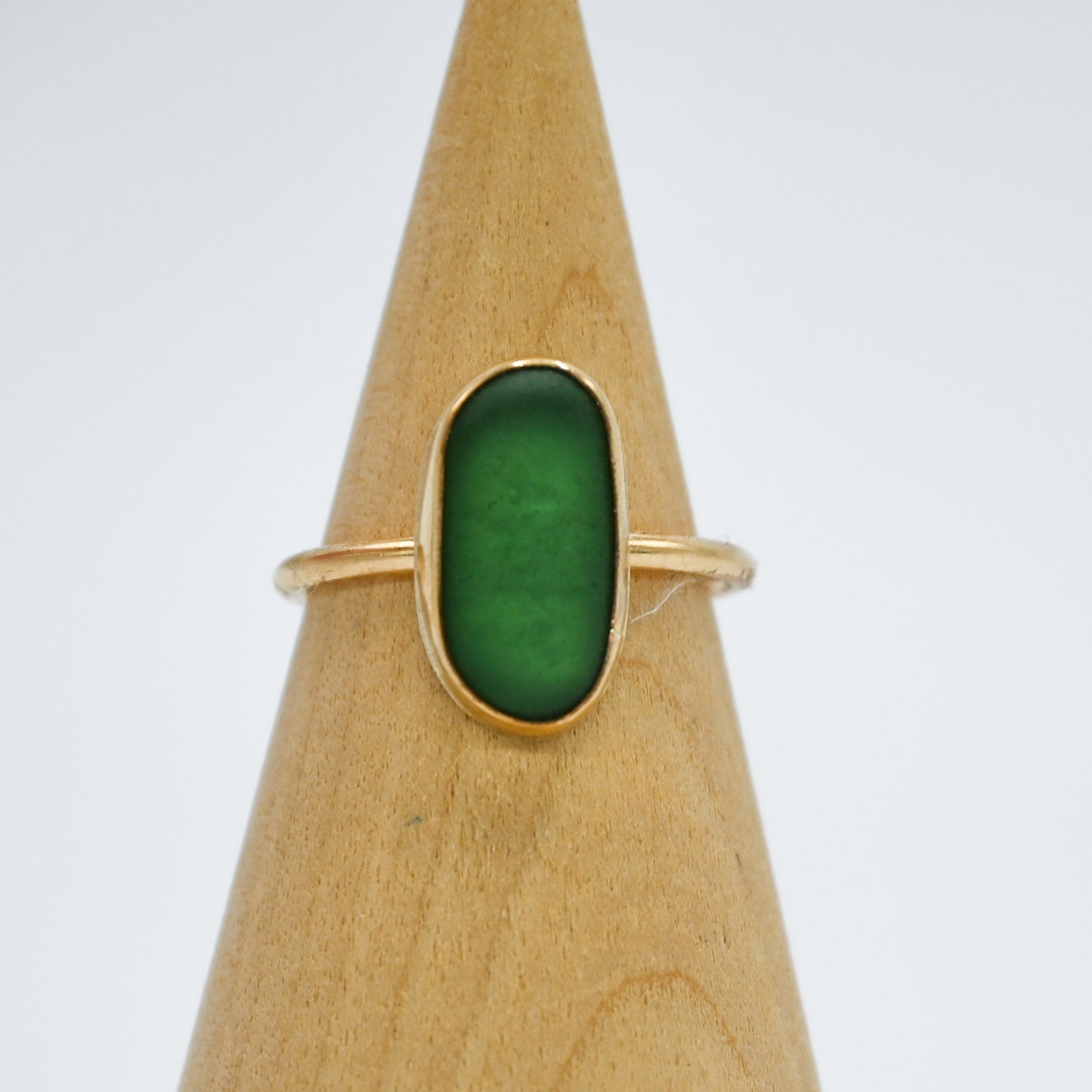 Gold fill green sea glass size 6.75