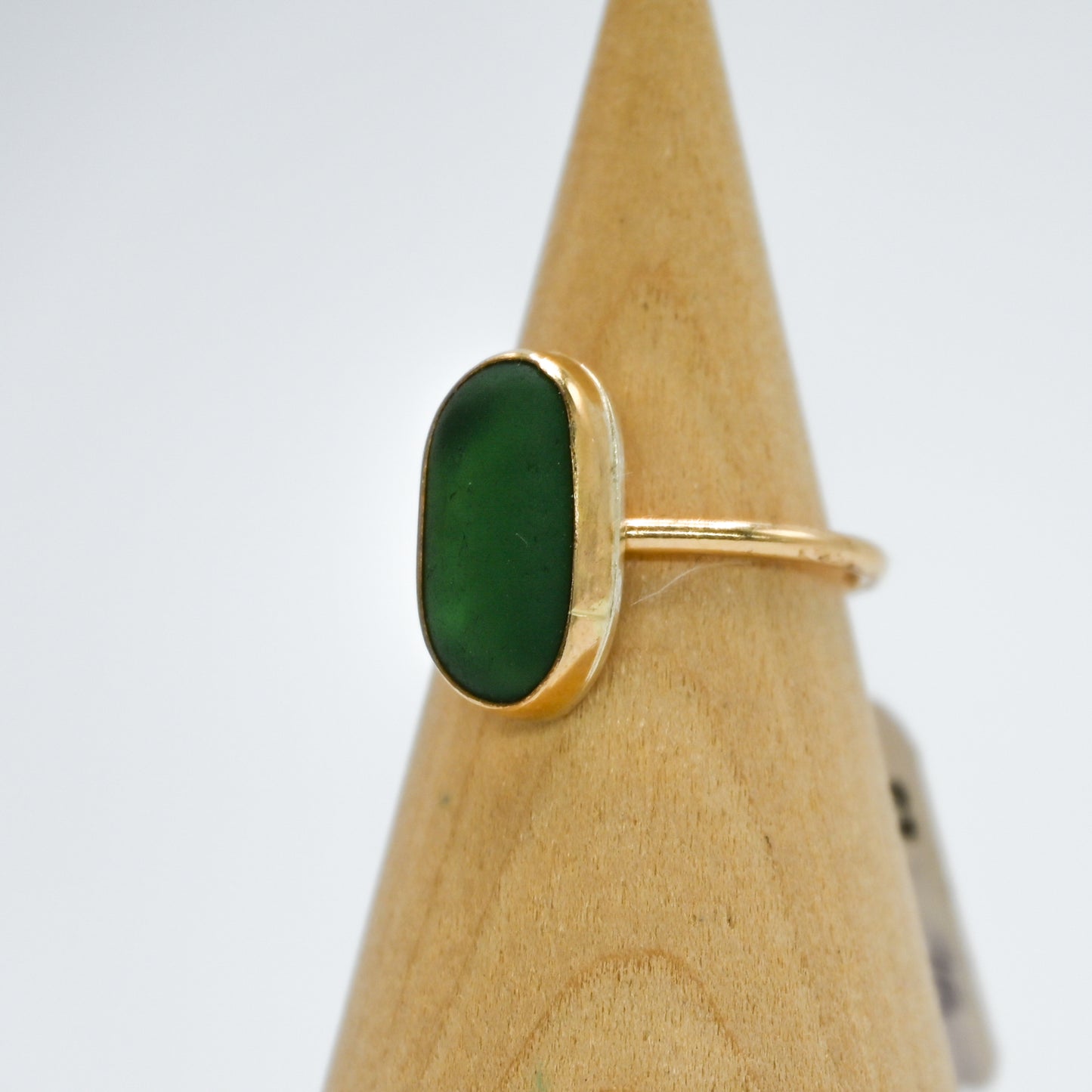 Gold fill green sea glass size 6.75