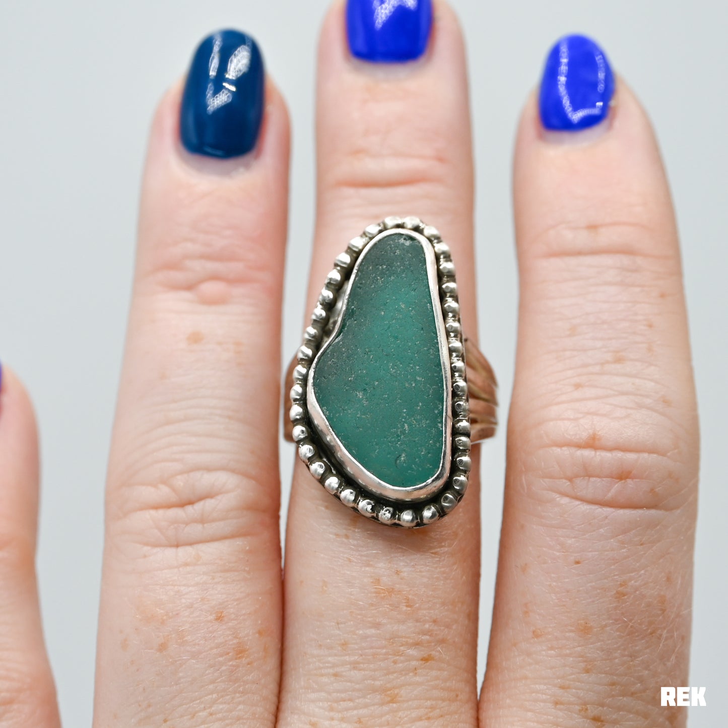 XL Teal sea glass size 8