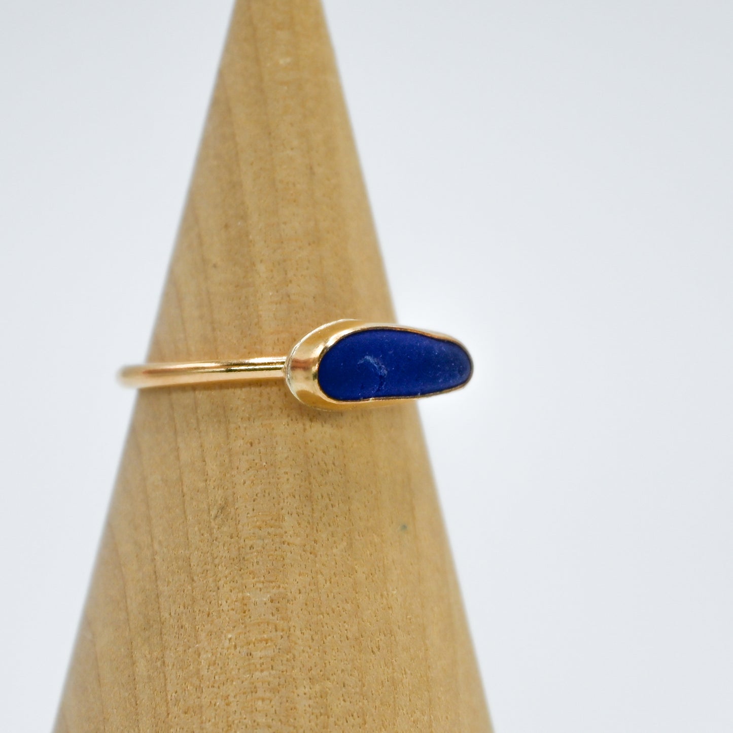 Gold fill horizontal cobalt sea glass size 6.75