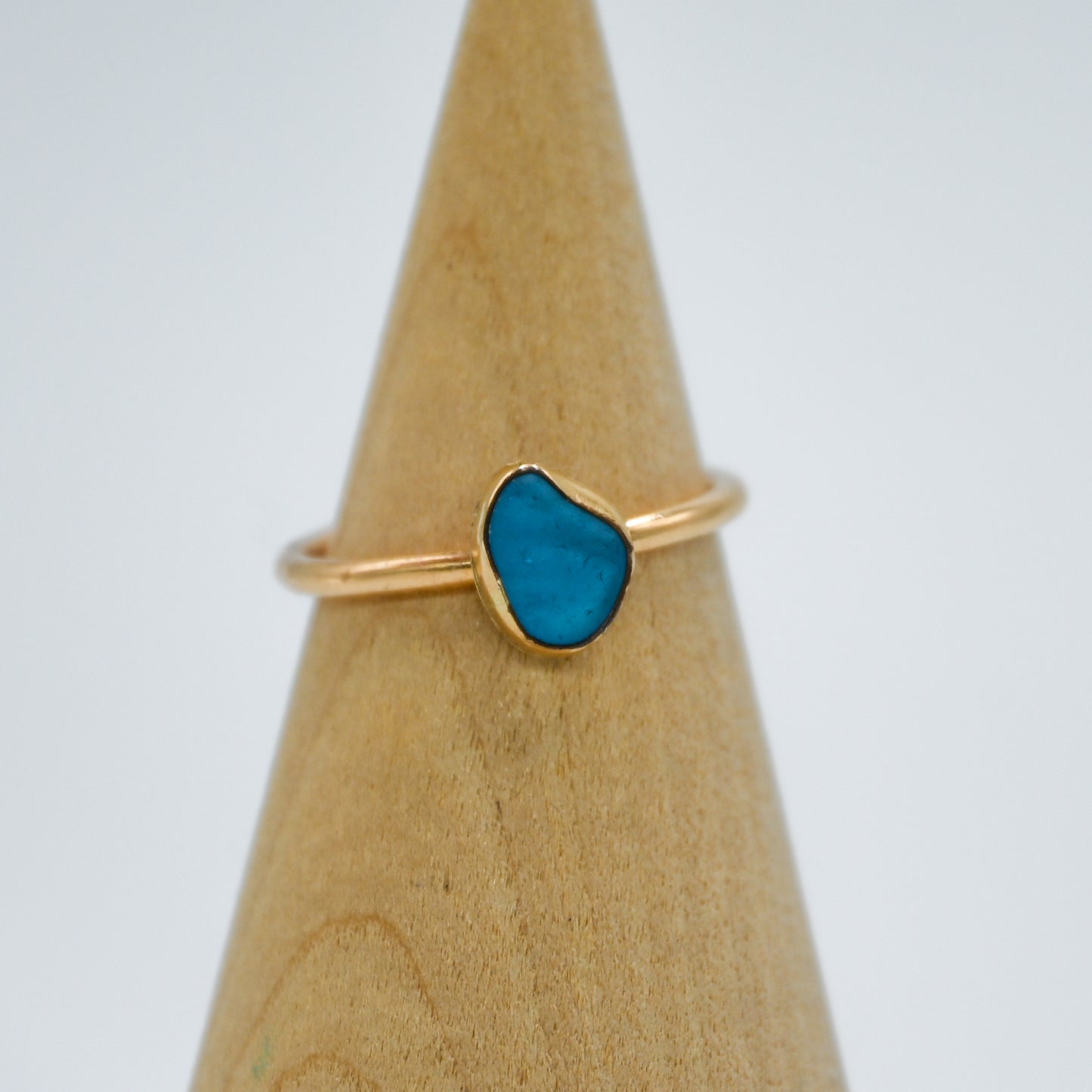 Gold fill turquoise sea glass size 7