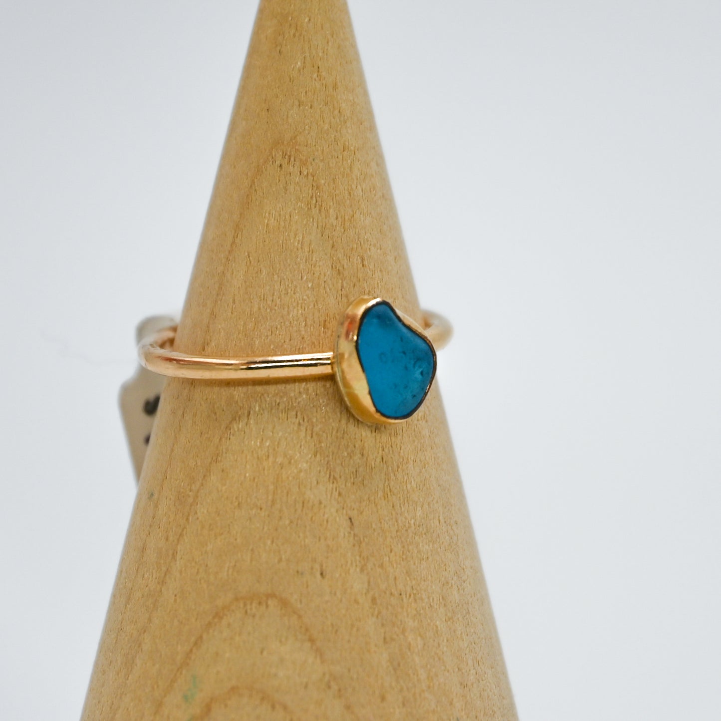Gold fill turquoise sea glass size 7
