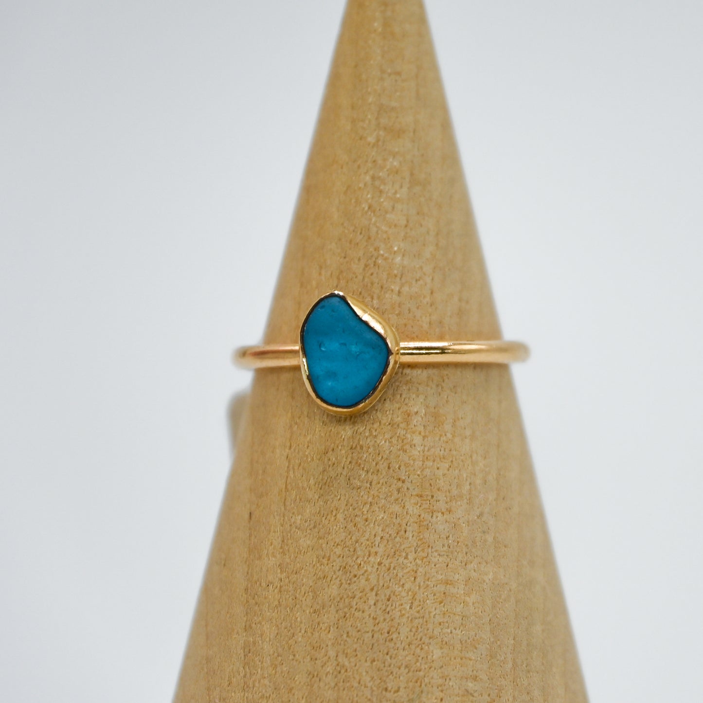 Gold fill turquoise sea glass size 7