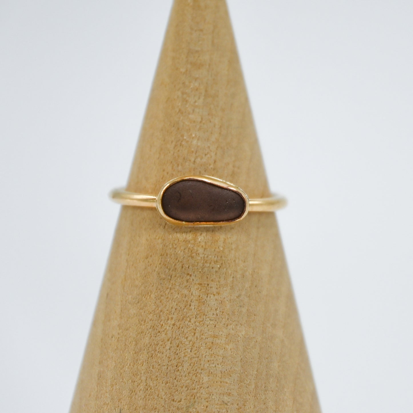 Gold fill horizontal purple sea glass size 7