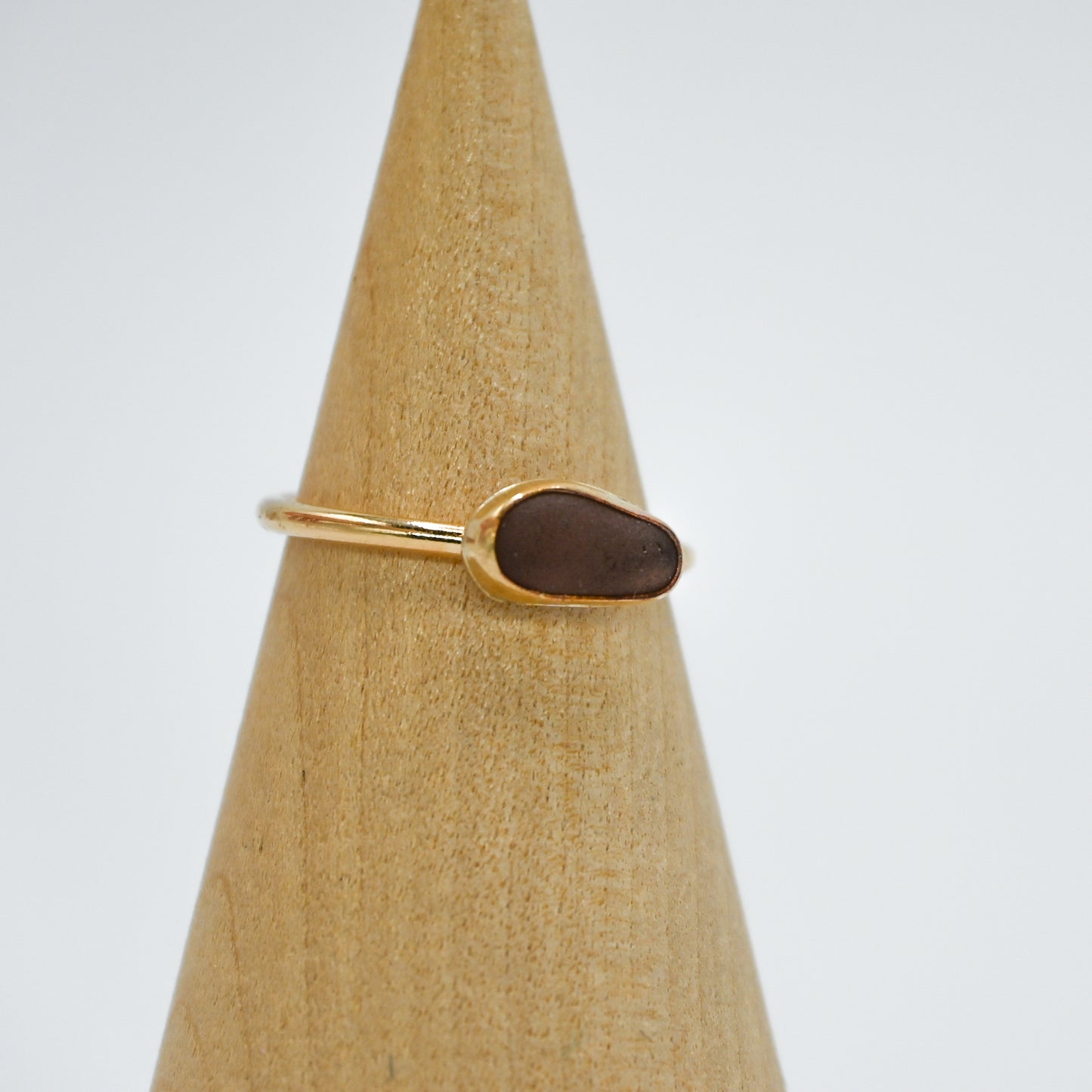 Gold fill horizontal purple sea glass size 7