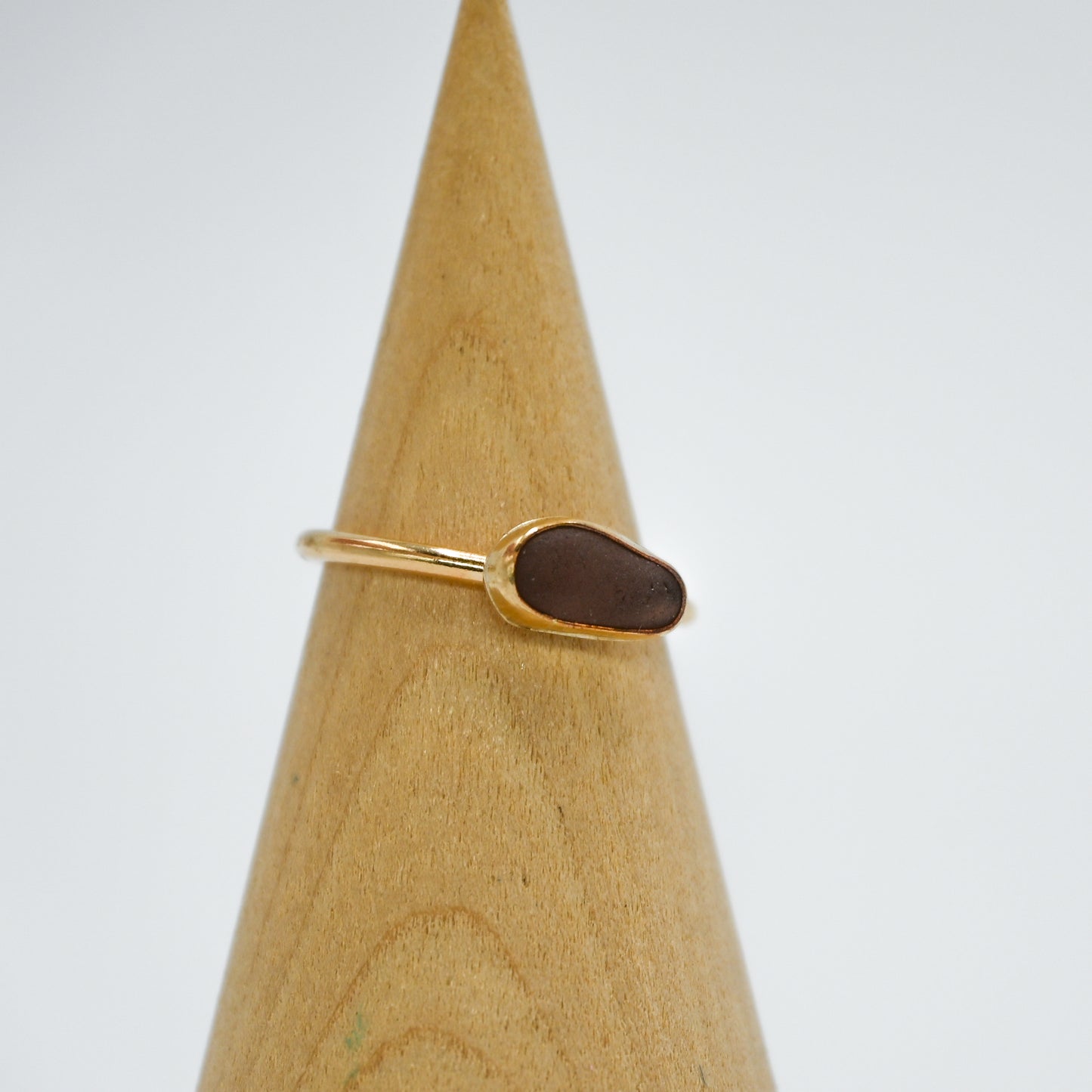 Gold fill horizontal purple sea glass size 7