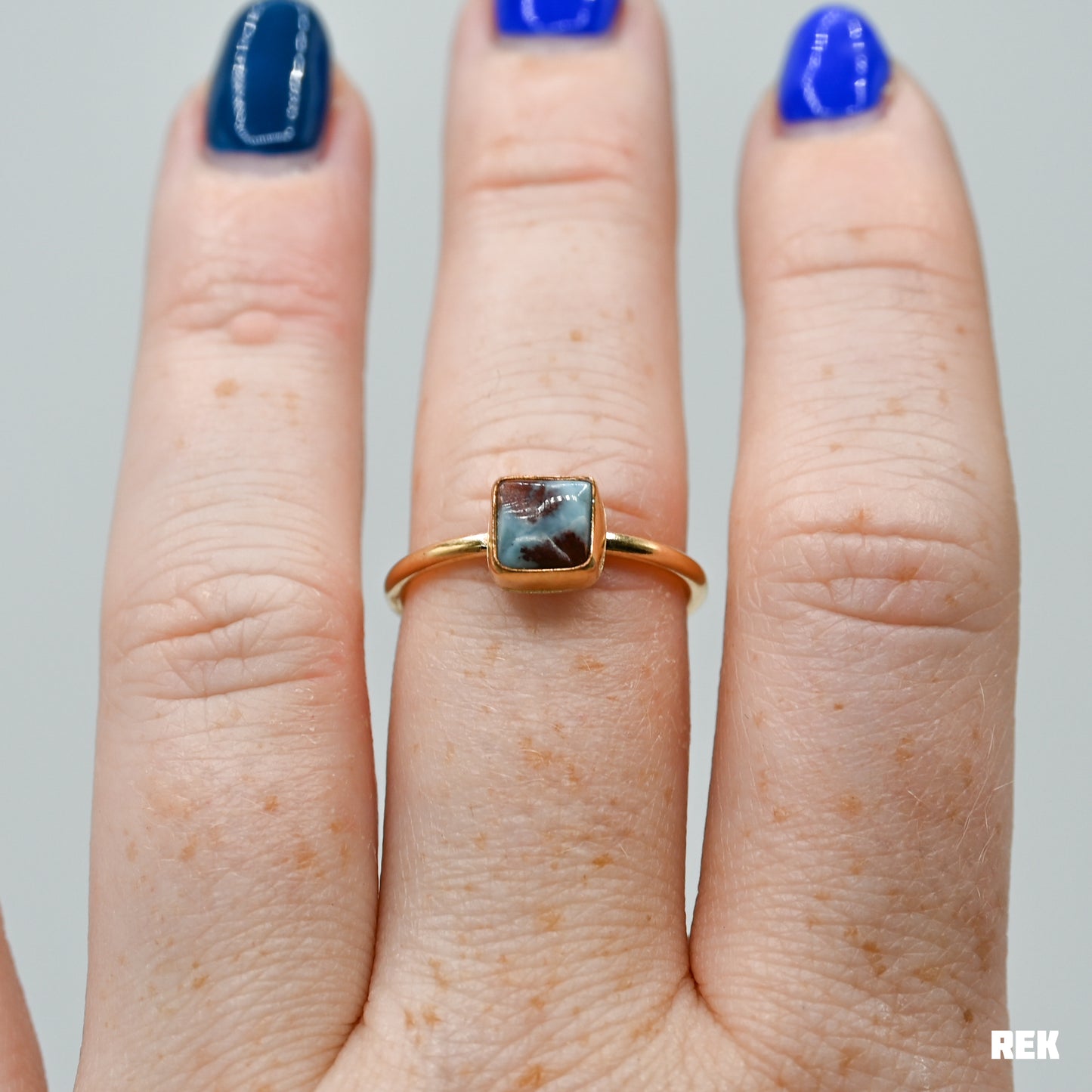 Gold fill square larimar size 7.5