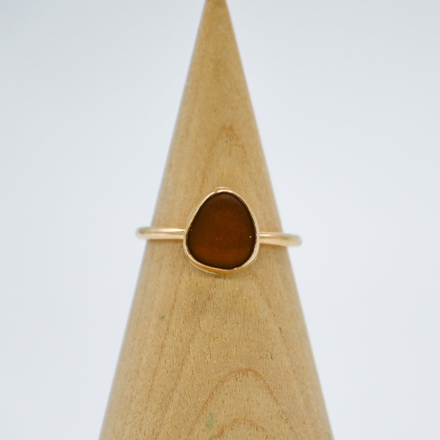 Gold fill amber sea glass size 7