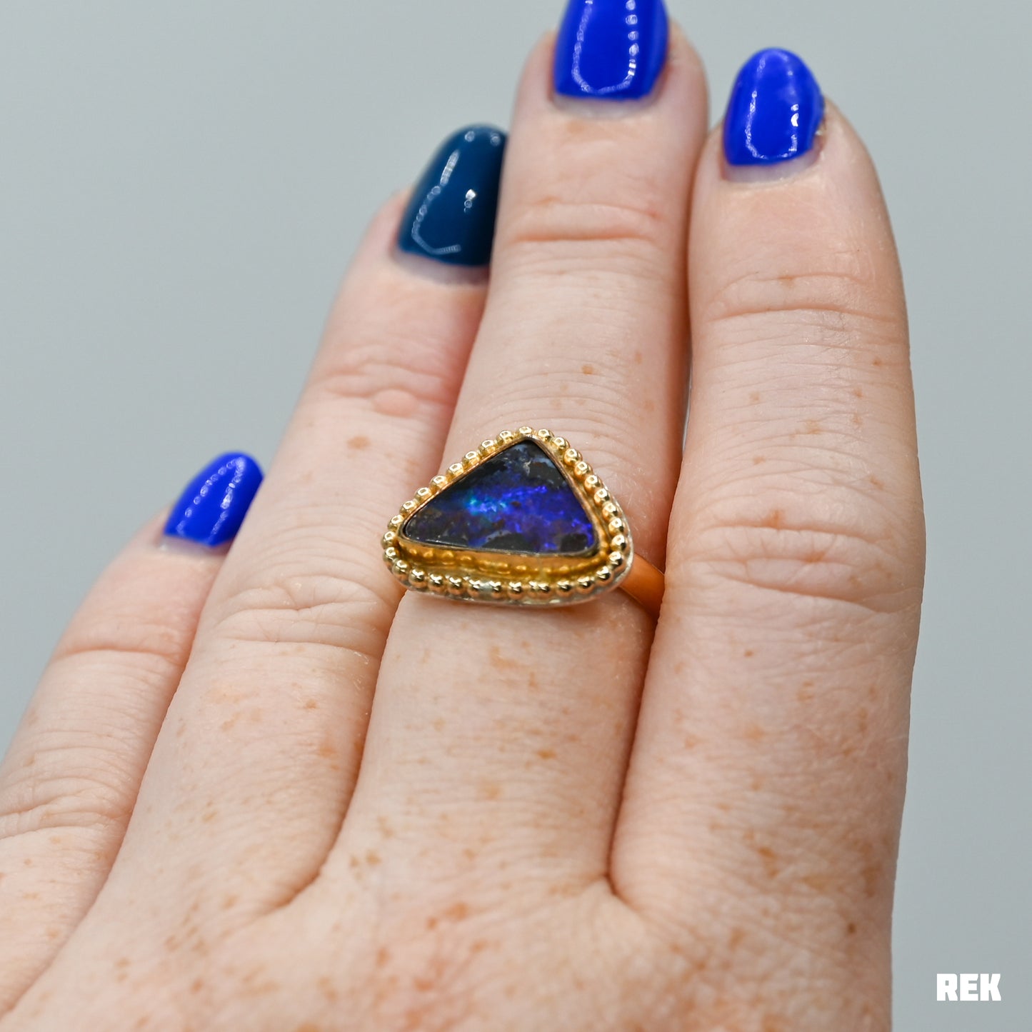 Gold fill Australian boulder opal size 8