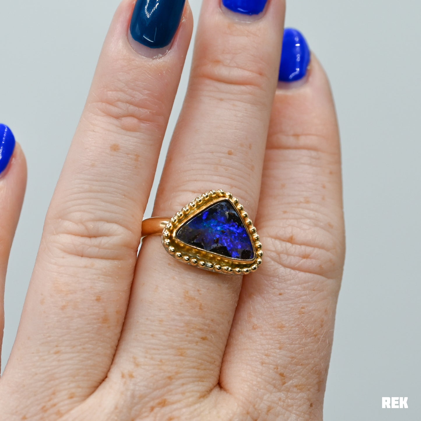 Gold fill Australian boulder opal size 8