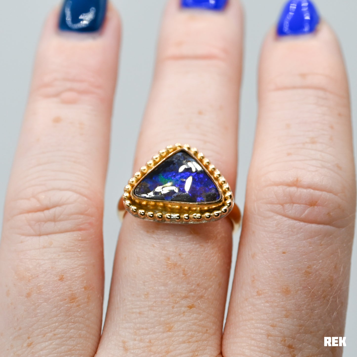 Gold fill Australian boulder opal size 8