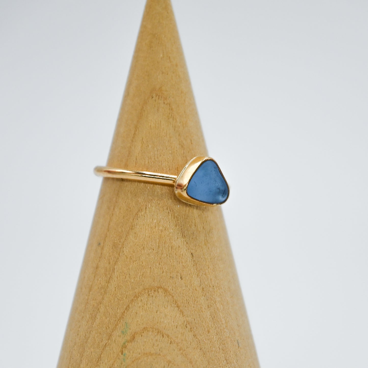 Gold fill cornflower sea glass size 7.25